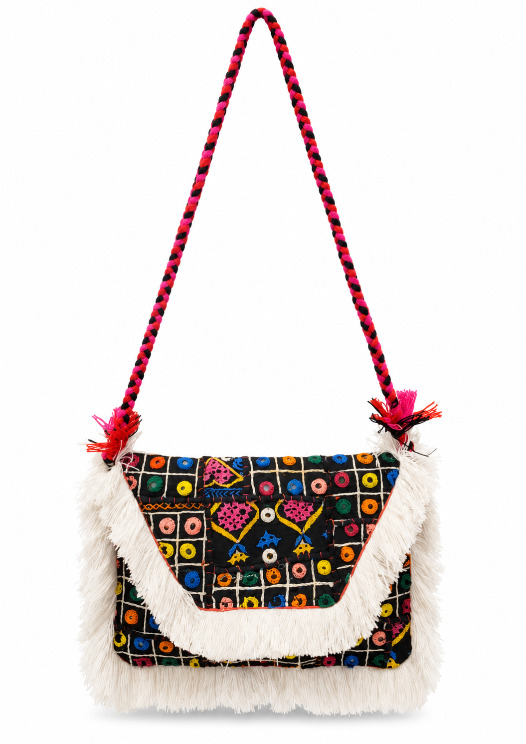 Handmade Multicolor Embroidered Shoulder Bag | Rosalie