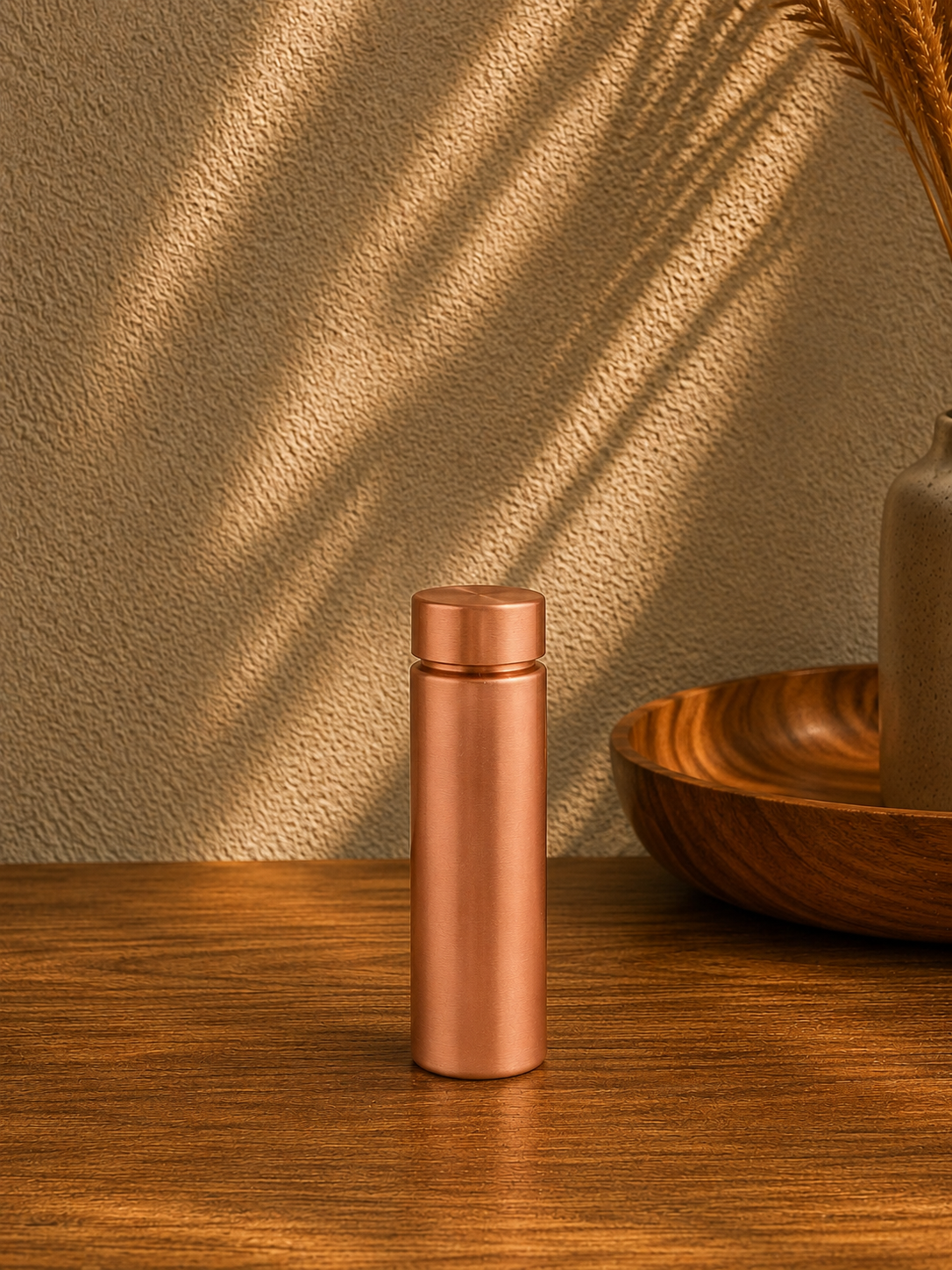 Pure Copper Water Bottle with Minimalist Plain Design – Safa