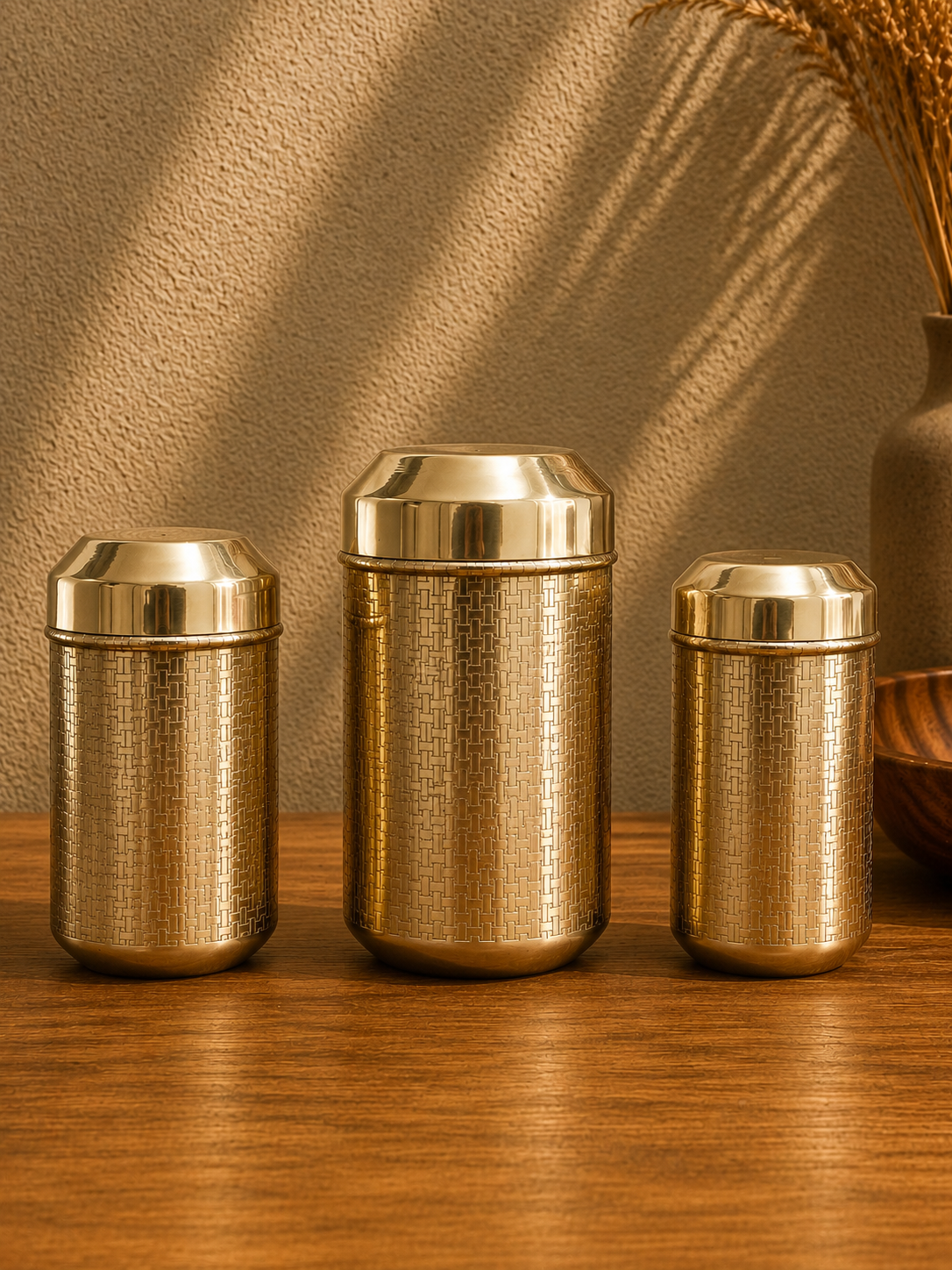 Brass Storage Canister Set with Lids – Decorative Kitchen Containers