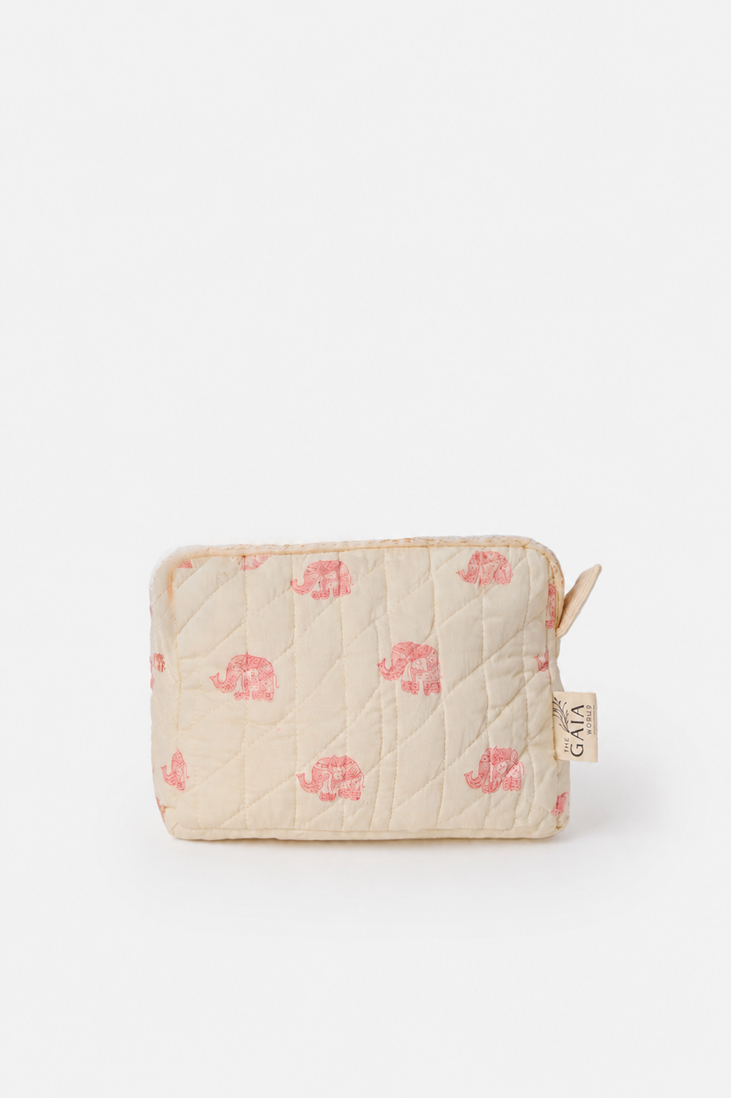 4-Piece Quilted Cotton Backpack, iPad Sleeve & Pouches Set with Pink Elephant Print | Layan