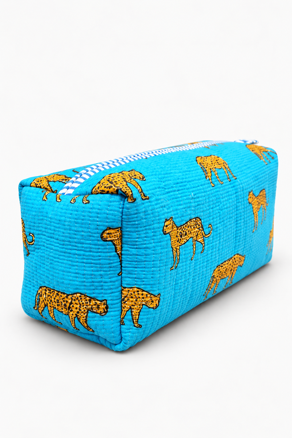 Blue Leopard Print Quilted Cotton & Comfortable Dyson Bag | Zuri