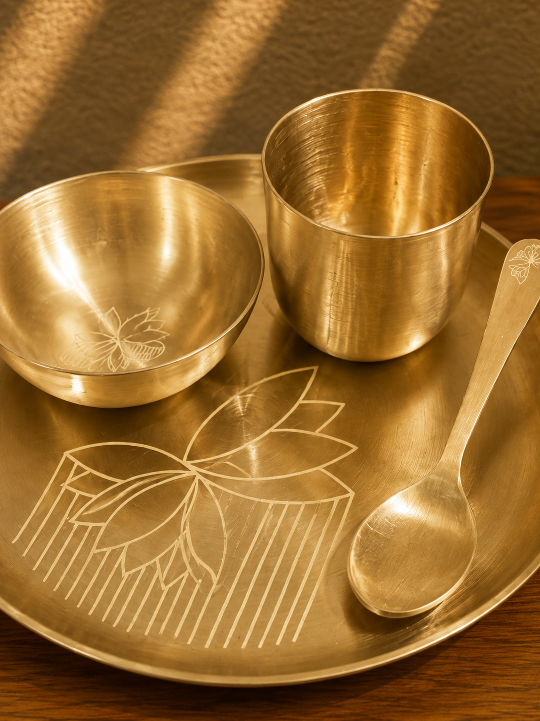 Bronze Mini 4-Piece Lunch Set – Plate, Bowls & Spoon