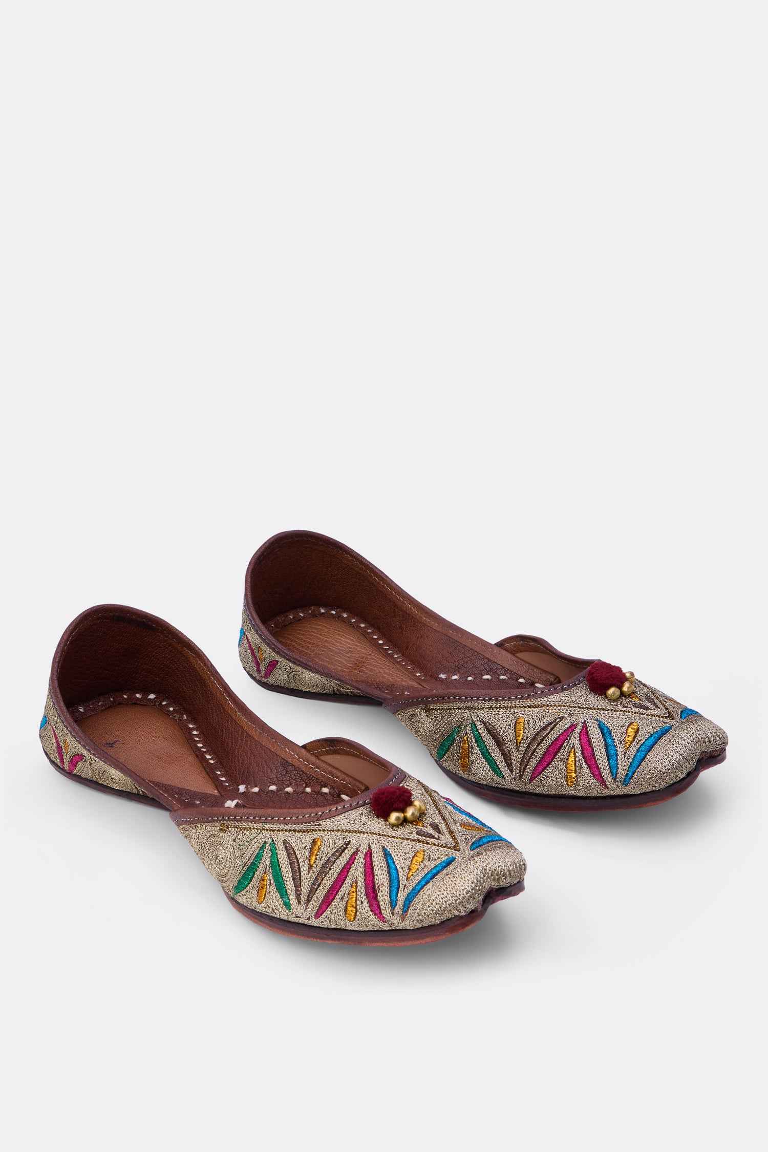 Party shoes with Gold thread embroidery