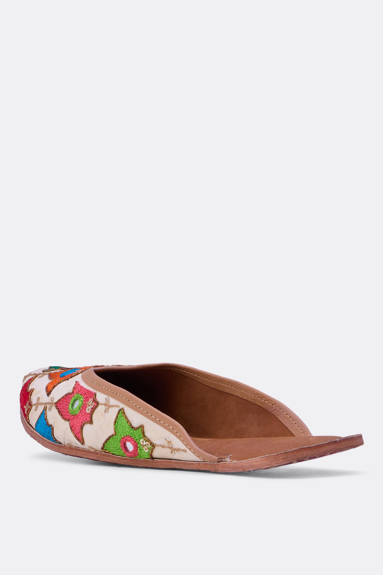 Casual leather mules with mirror work