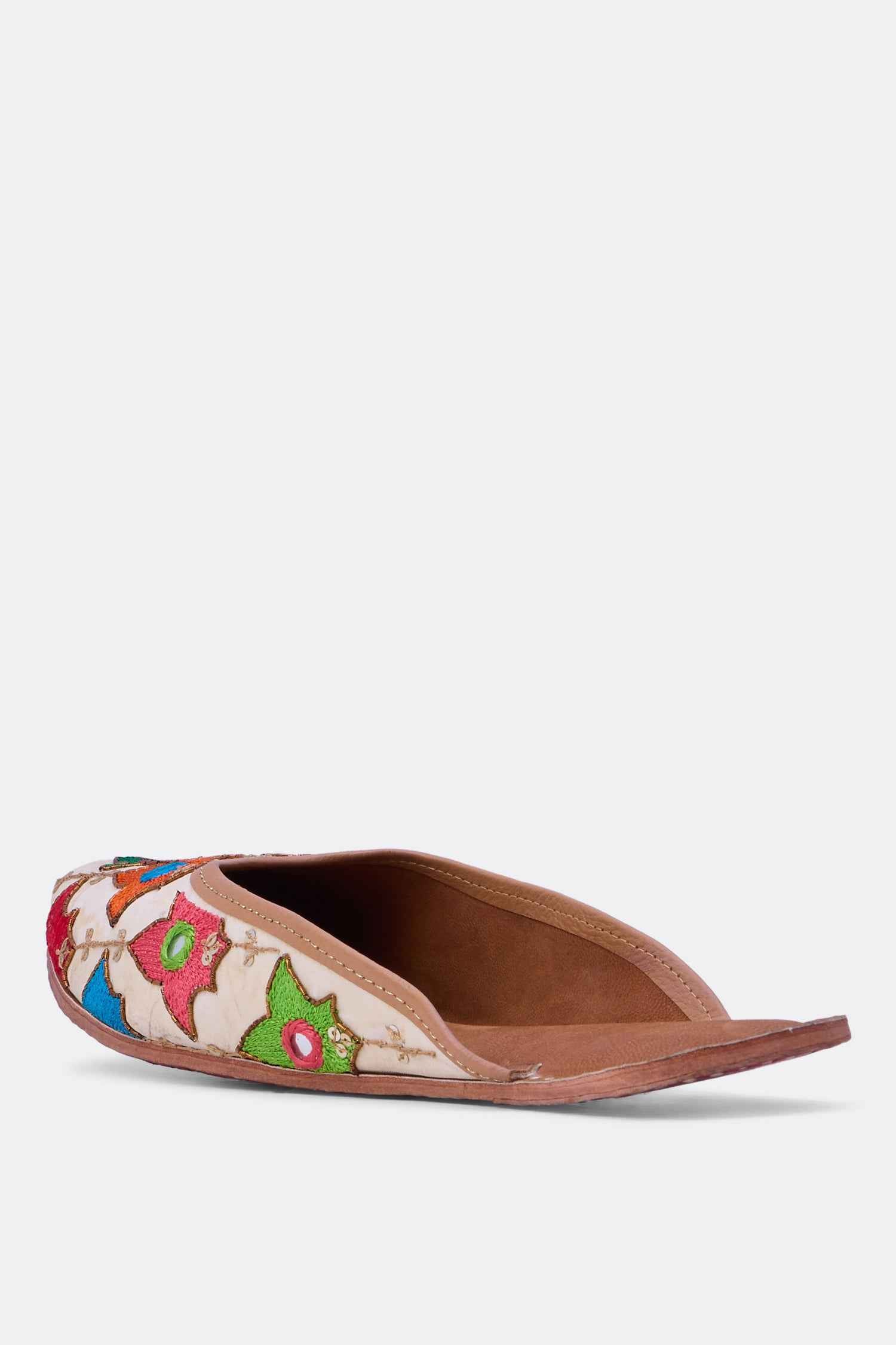 Casual leather mules with mirror work