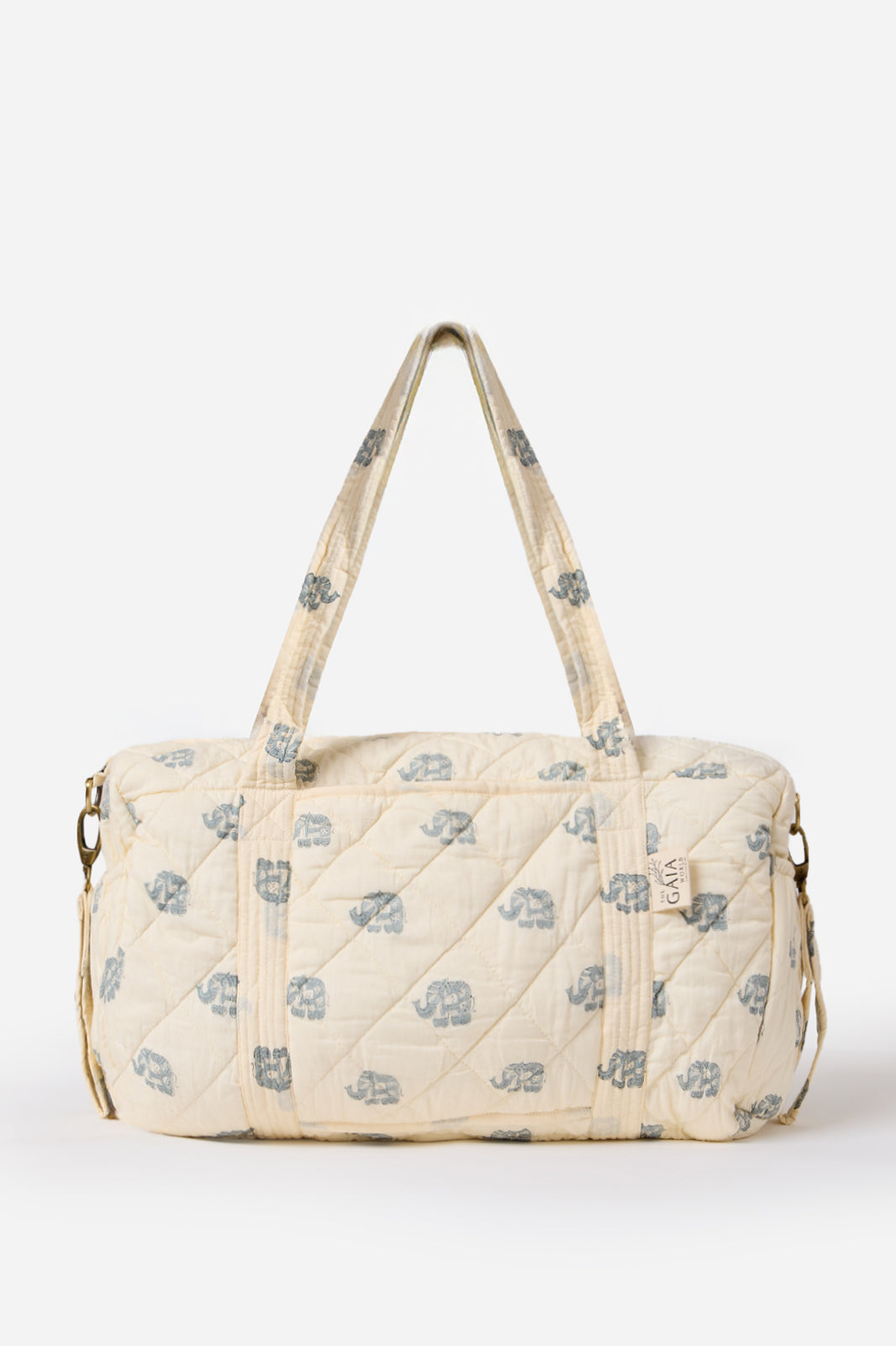 5-Piece Quilted Cotton Travel Duffle Bag, Backpack, iPad Sleeve & Pouches Set with Elephant Print | Hadiya