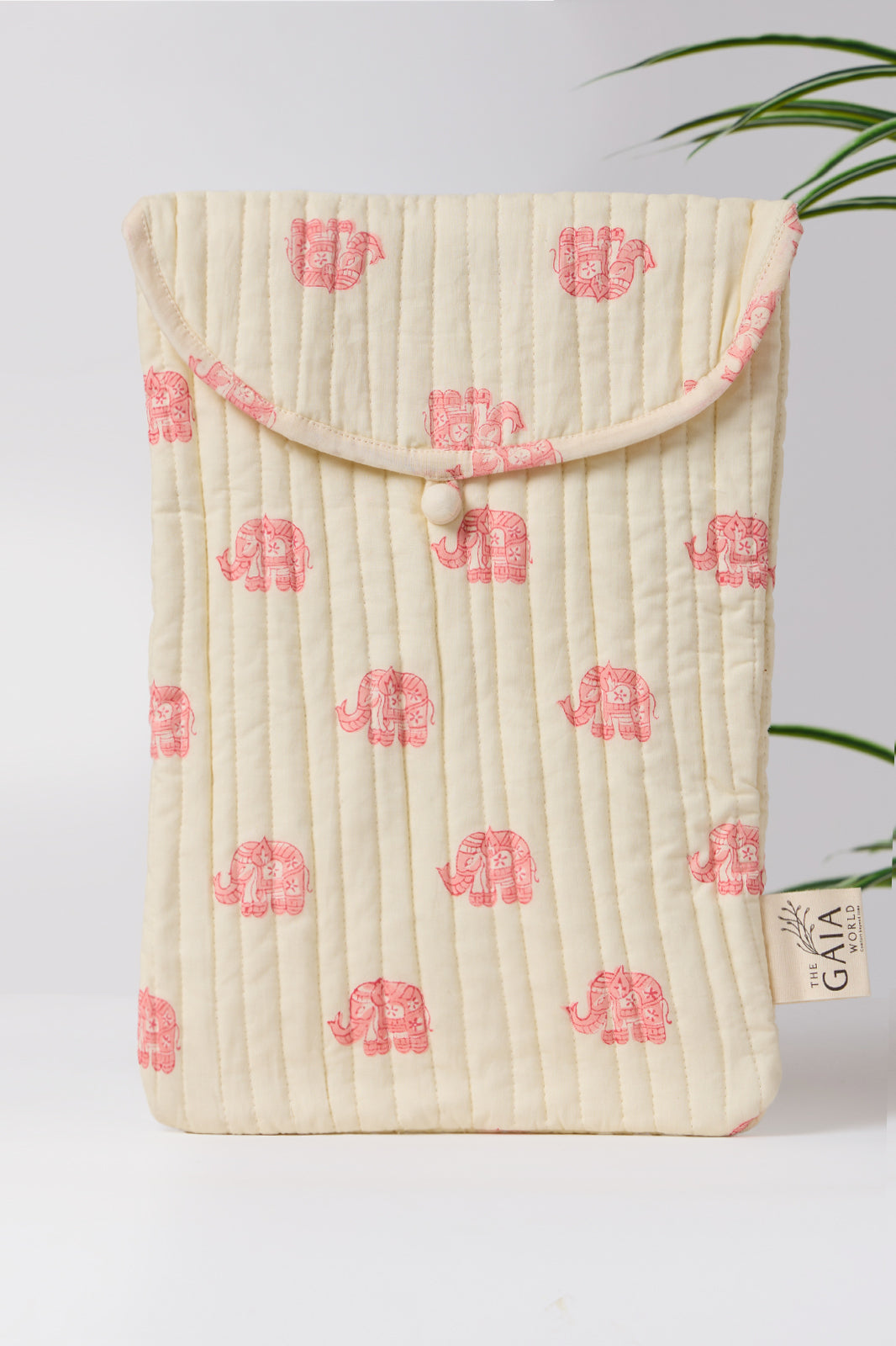 4-Piece Quilted Cotton Backpack, iPad Sleeve & Pouches Set with Pink Elephant Print | Layan