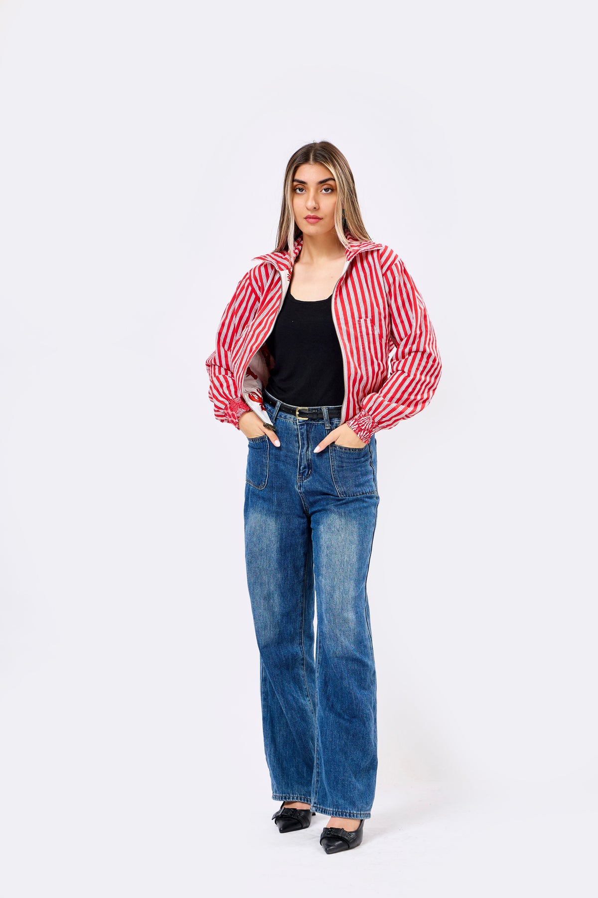 Reversible Multicolour Hand Block Printed Cotton Bomber Jacket with Lobster Motif | Sangmar