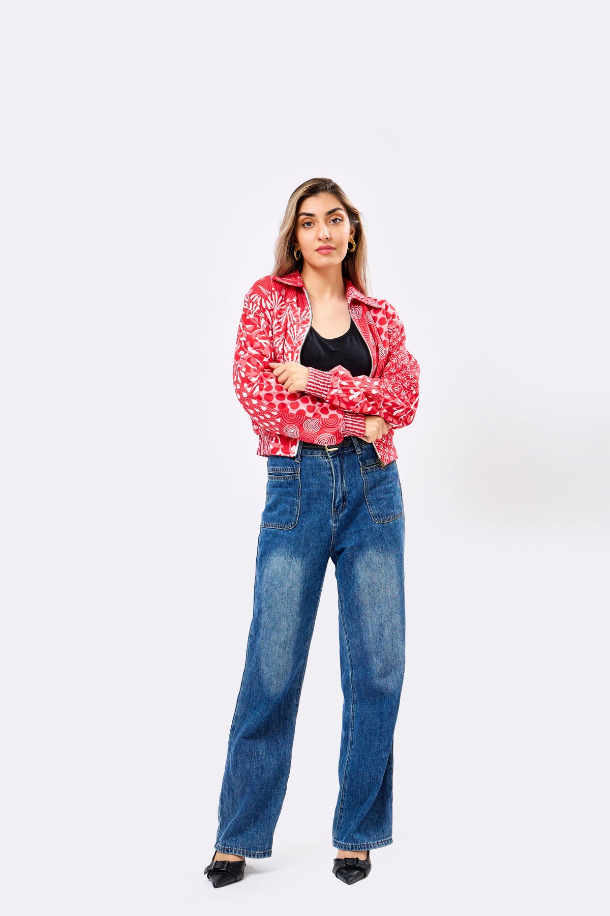 Reversible Multicolour Hand Block Printed Cotton Bomber Jacket with Geometric & Organic Motif | Spectra
