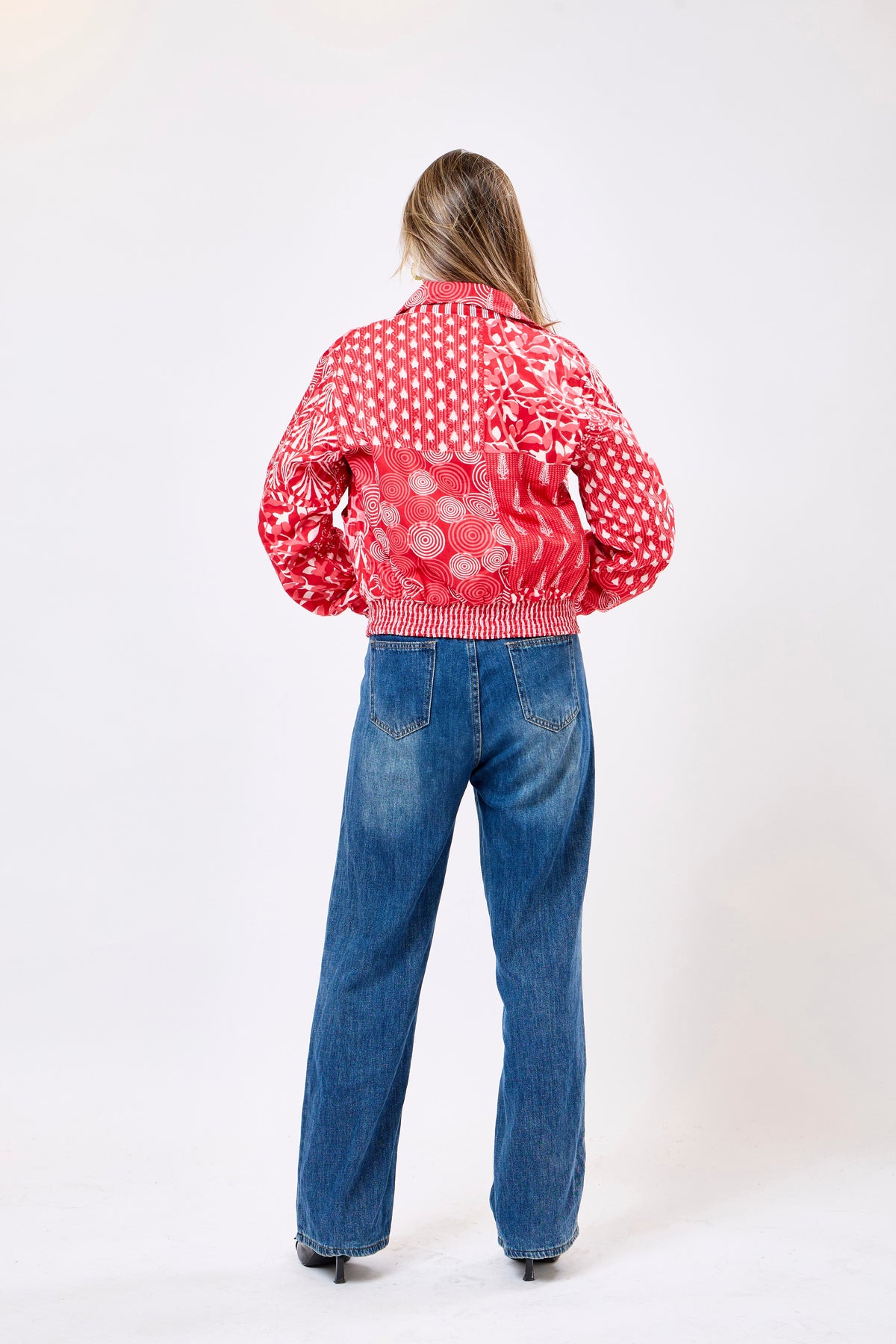 Reversible Multicolour Hand Block Printed Cotton Bomber Jacket with Geometric & Organic Motif | Spectra