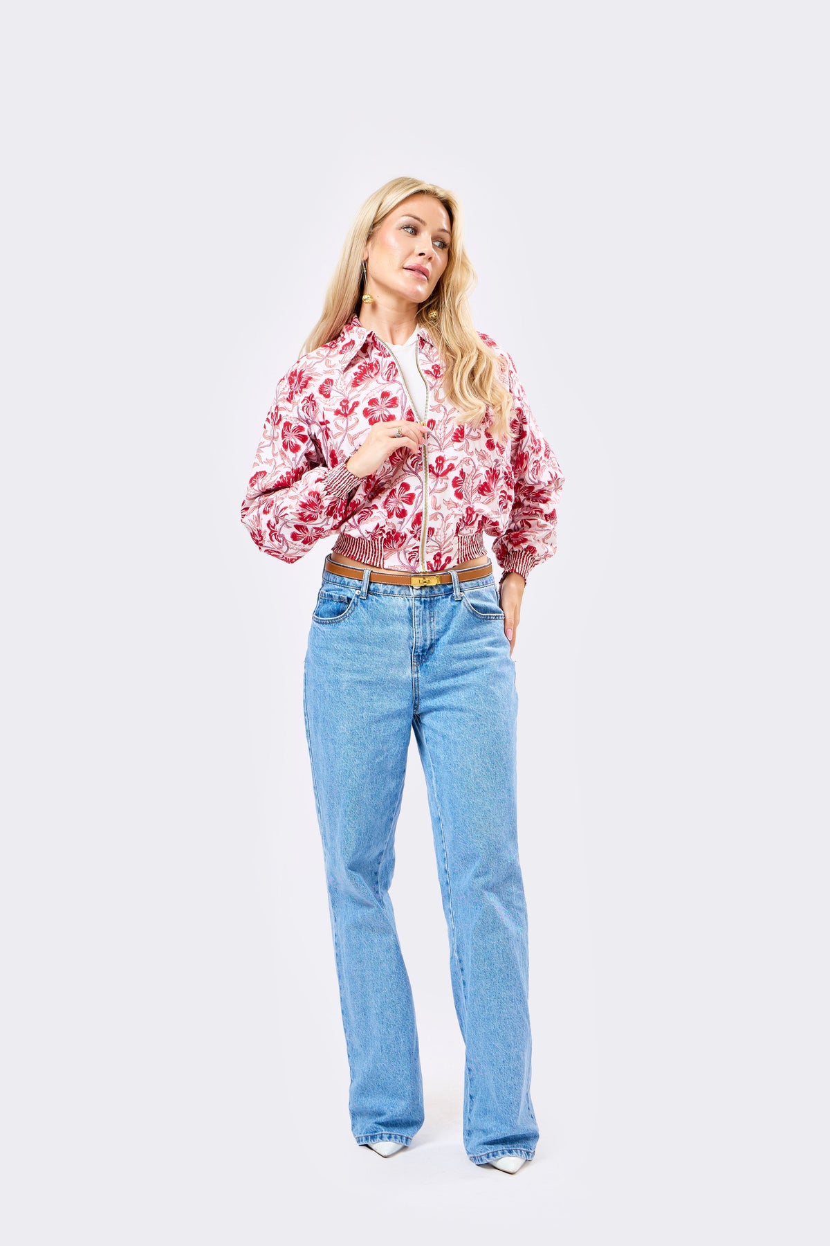 Reversible Multicolour Hand Block Printed Cotton Bomber Jacket with Warm Floral Motif | Sange