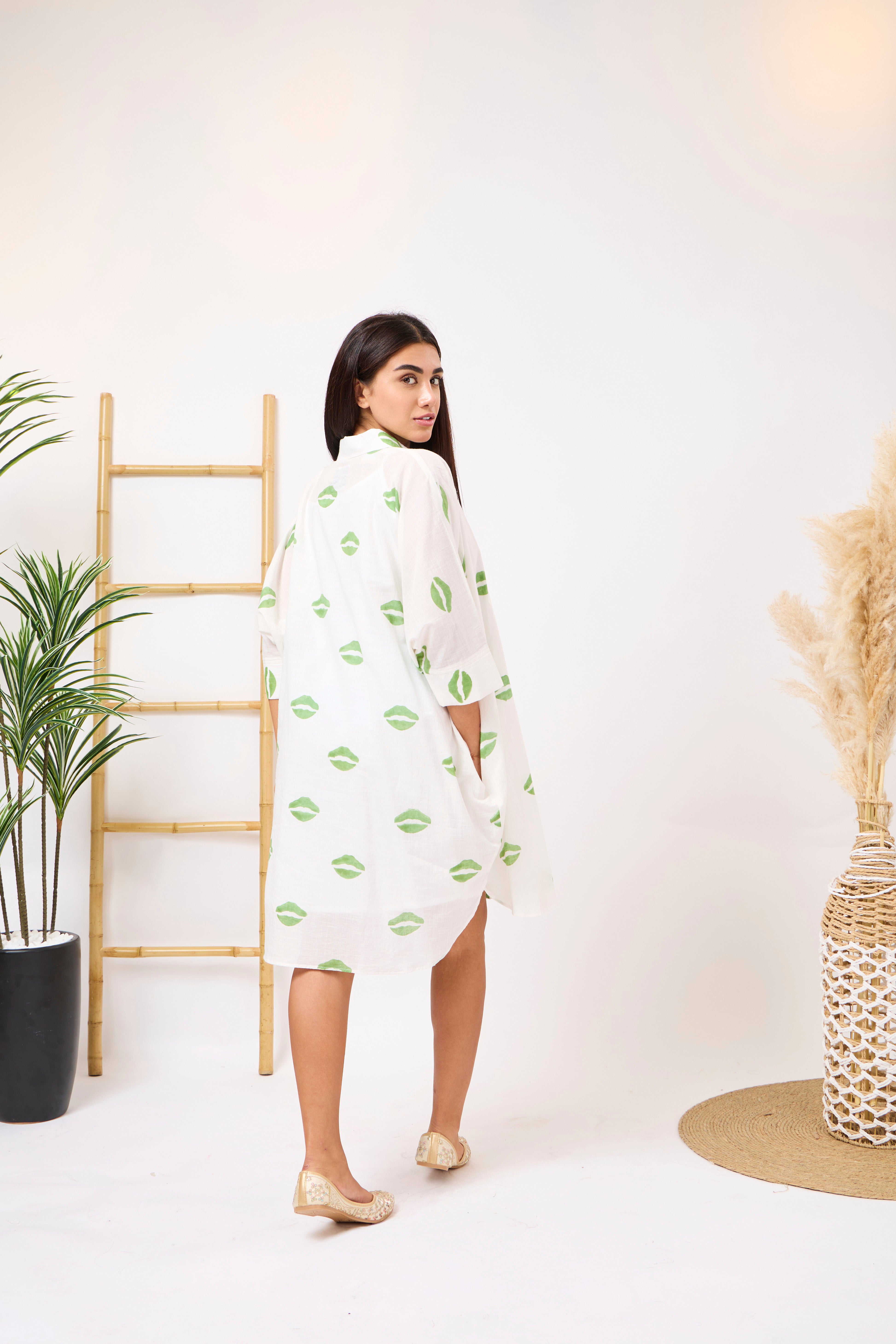 Verdant Kiss Shirt Dress - The Gaia World