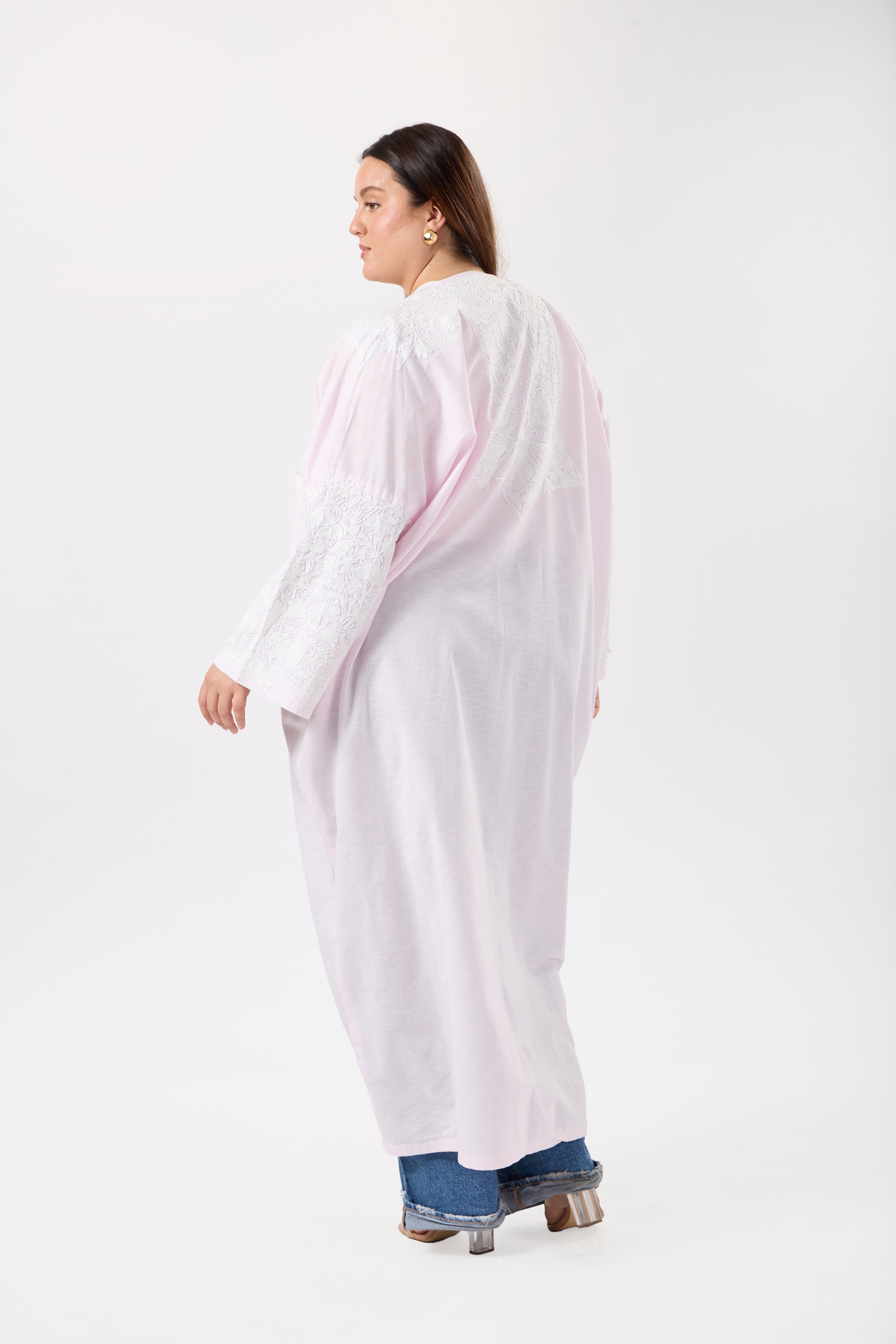 Noorani: Luxe Pure Linen Kimono with Kashmiri Embroidery
