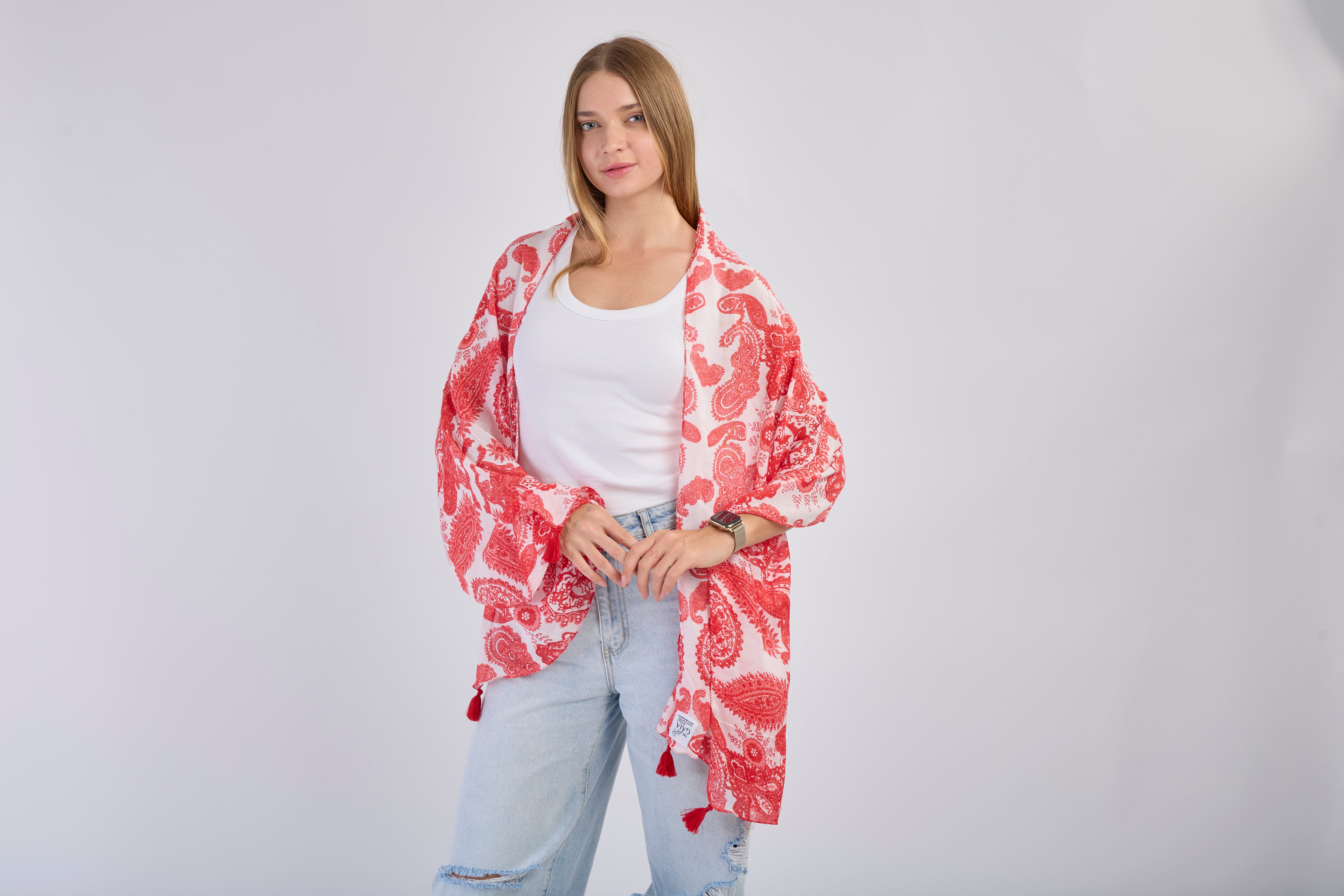 Handwoven Heritage Collection: Ruby Ember Stole