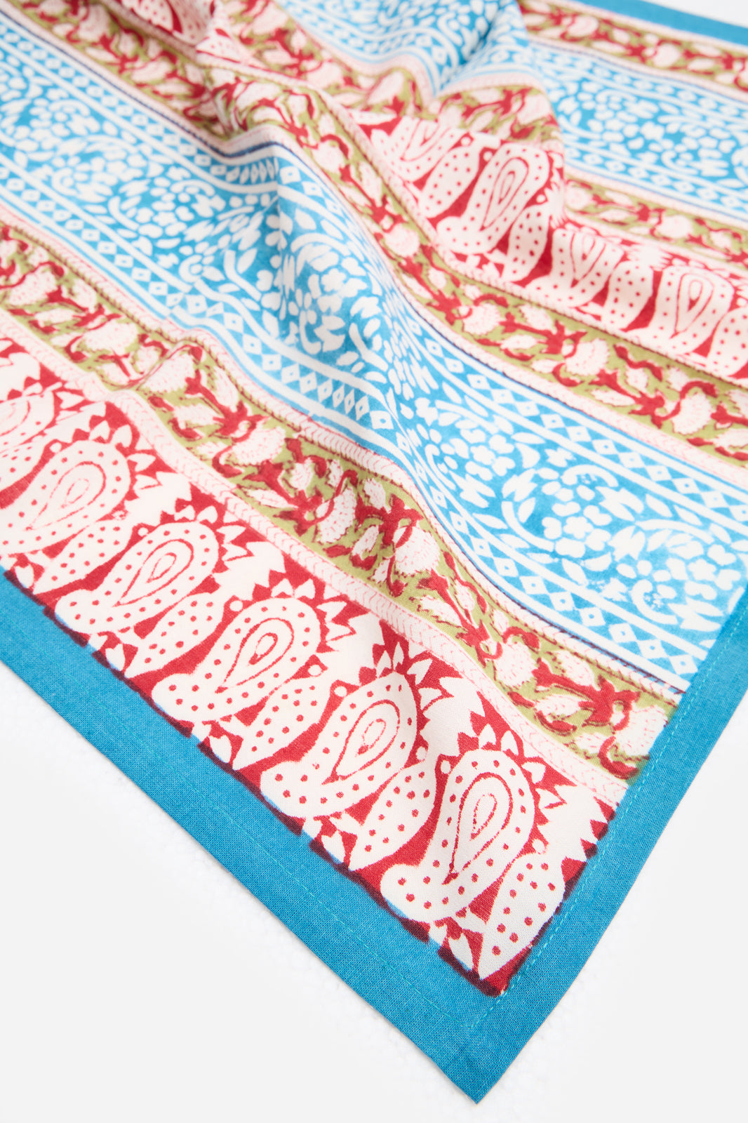 Floral Cotton Printed Tablecloth & 6 Napkin Set with Floral Border Design for 6 Seater Dining Tables | Azmera Tide
