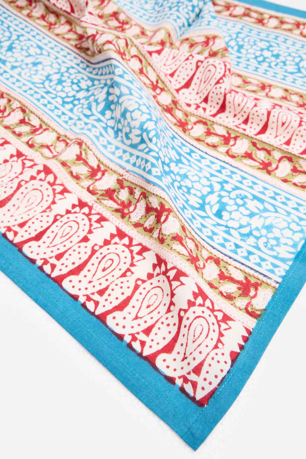 Floral Cotton Printed Tablecloth & 6 Napkin Set with Floral Border Design for 6 Seater Dining Tables | Azmera Tide