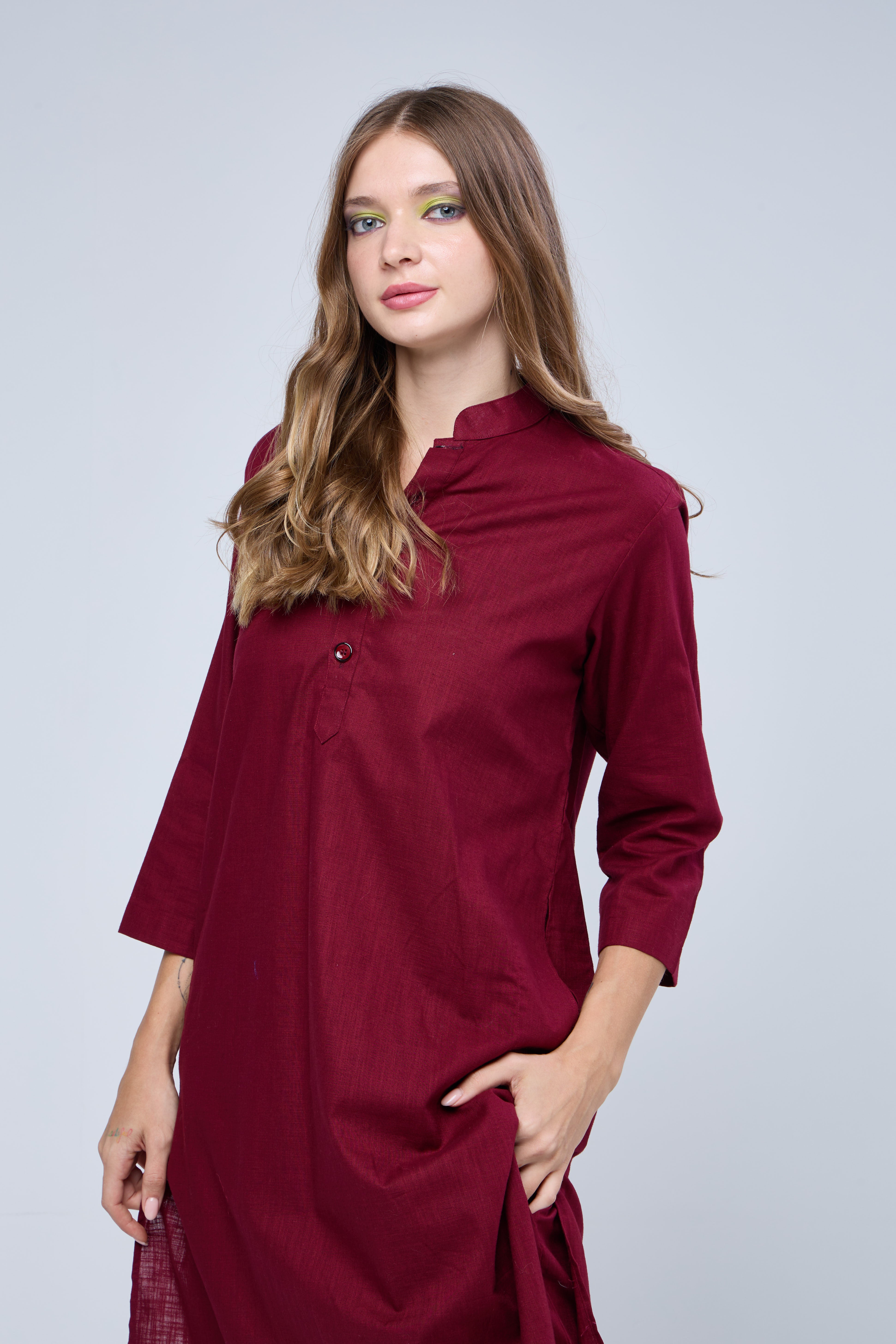 Maroon Pure Handloom Cotton Co-ord Set