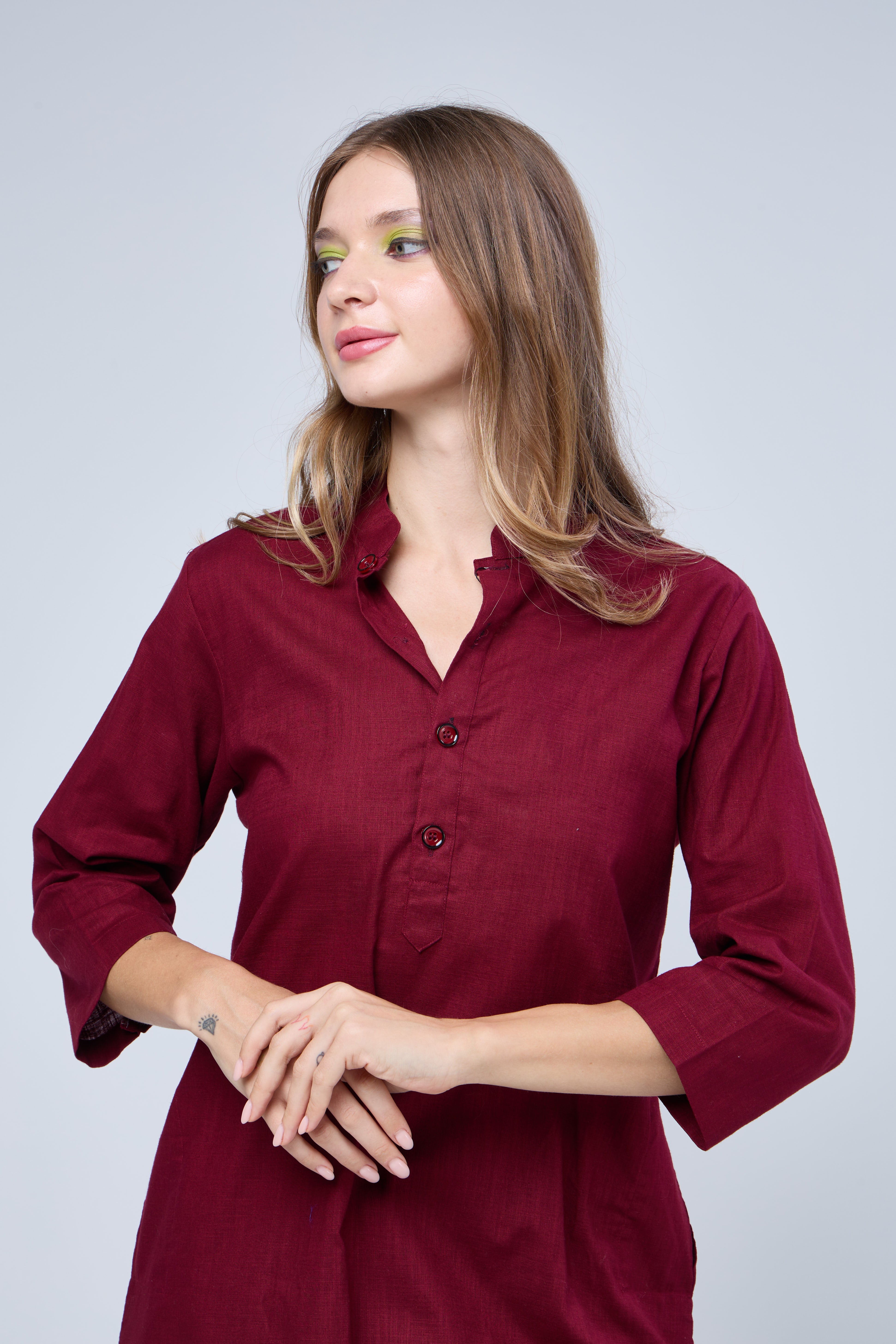 Maroon Pure Handloom Cotton Co-ord Set