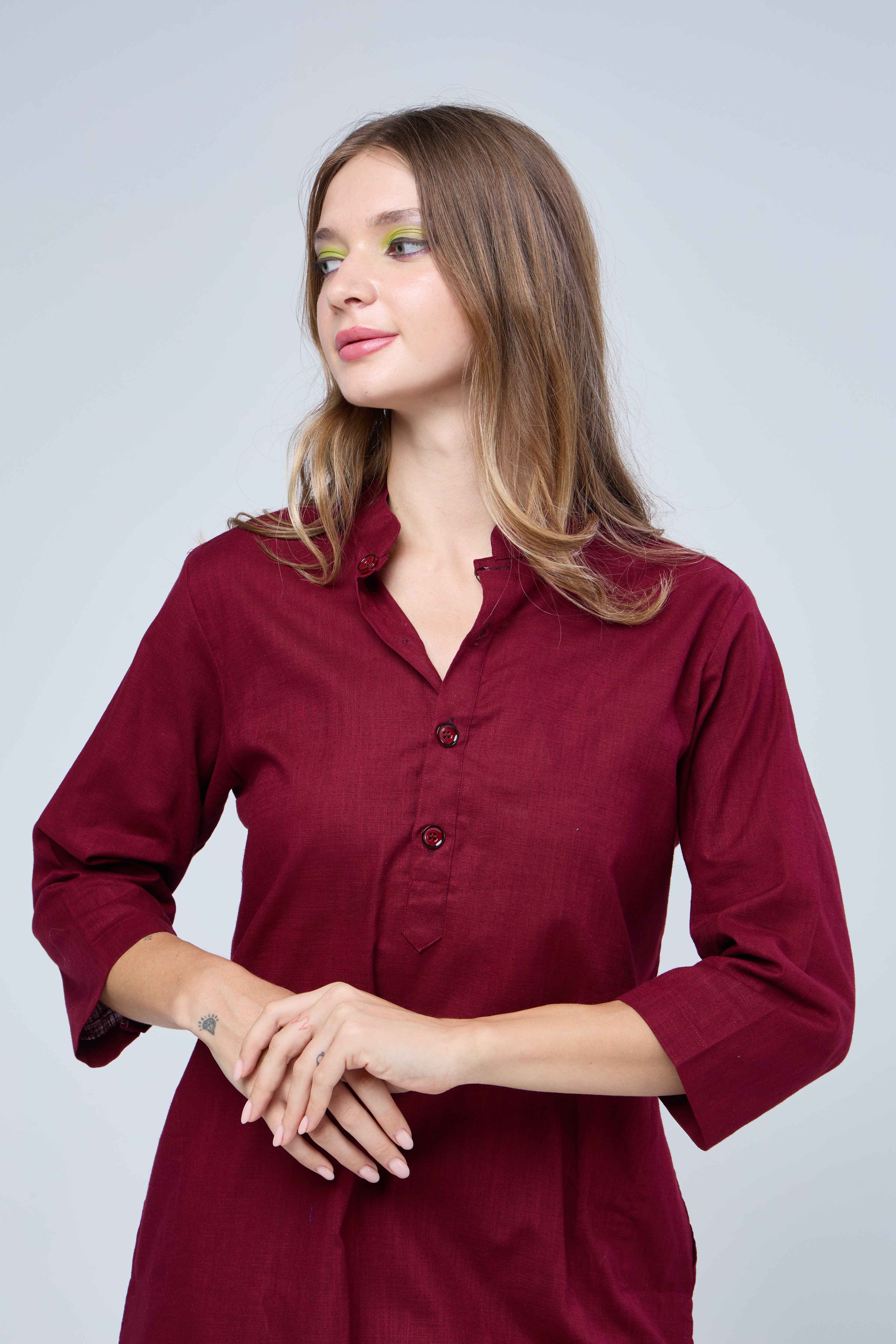 Maroon Pure Handloom Cotton Co-ord Set