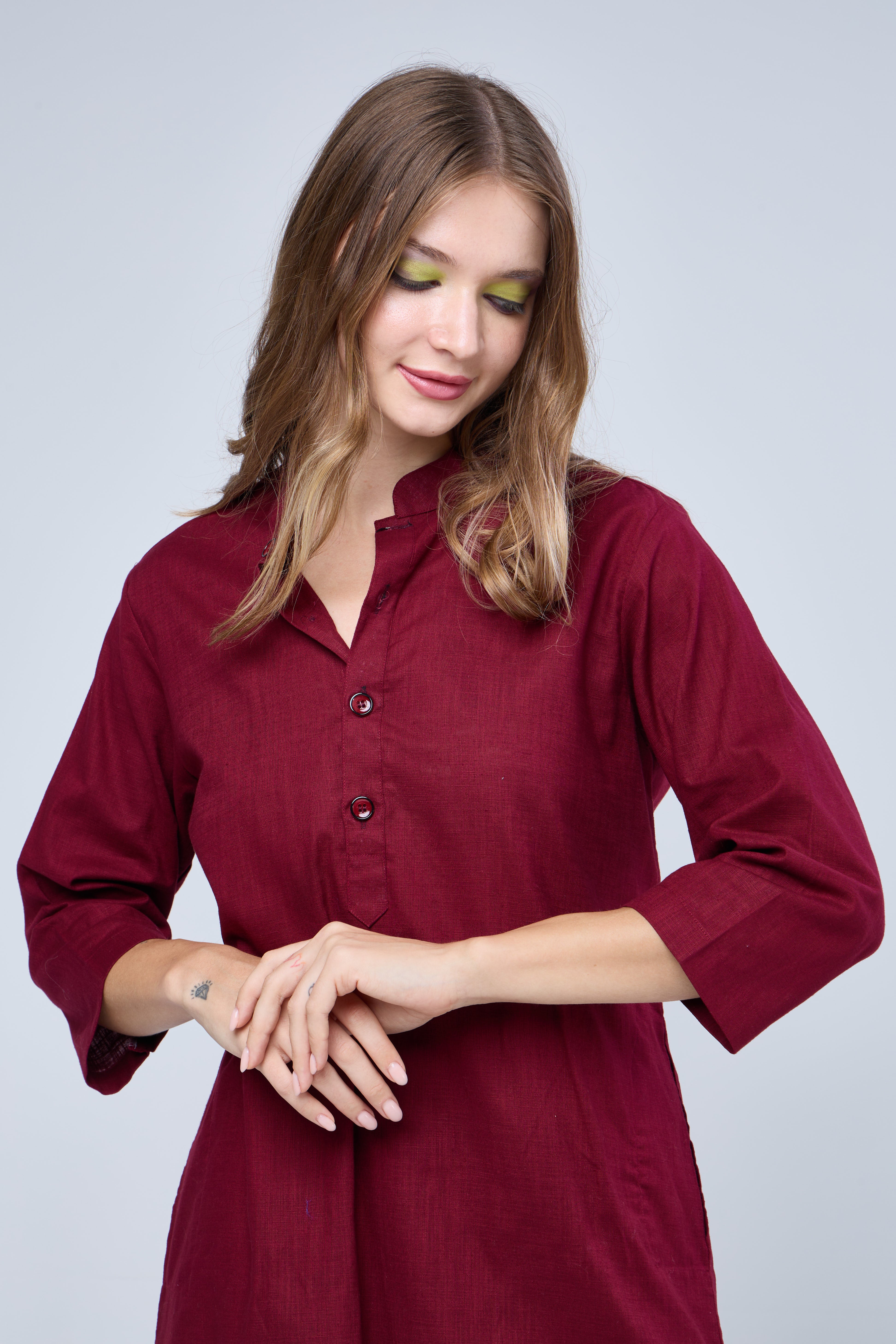 Maroon Pure Handloom Cotton Co-ord Set