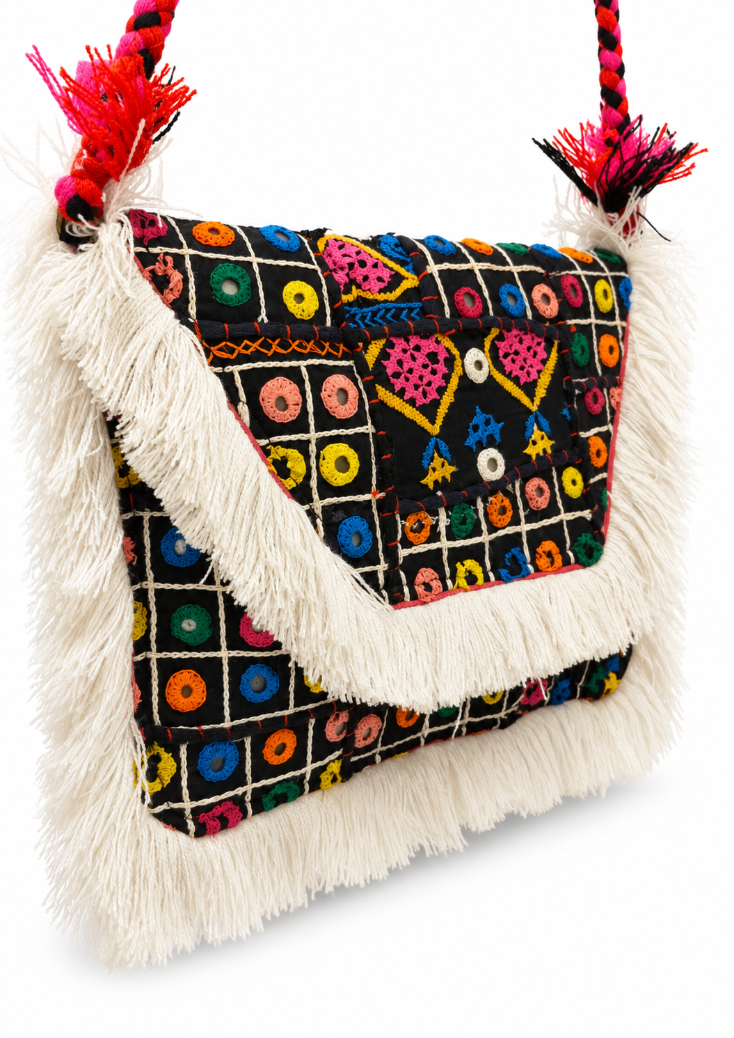 Handmade Multicolor Embroidered Shoulder Bag | Rosalie
