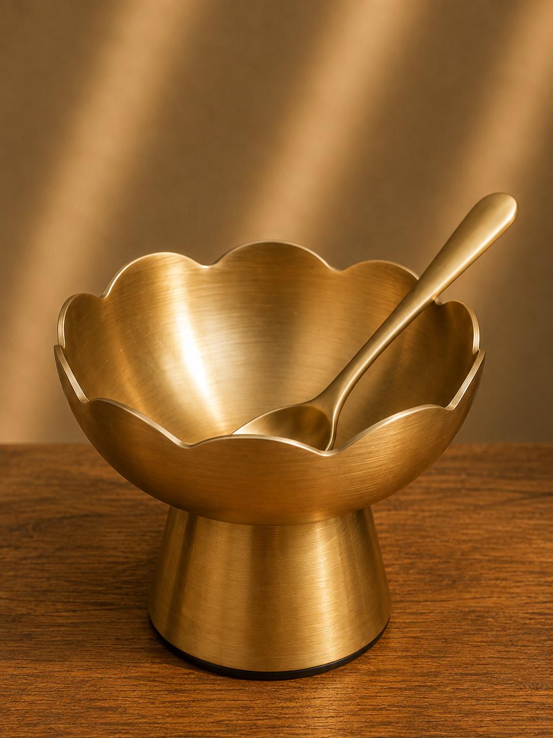 Brass Serving Bowl Set with Spoons – Decorative Dessert Bowls