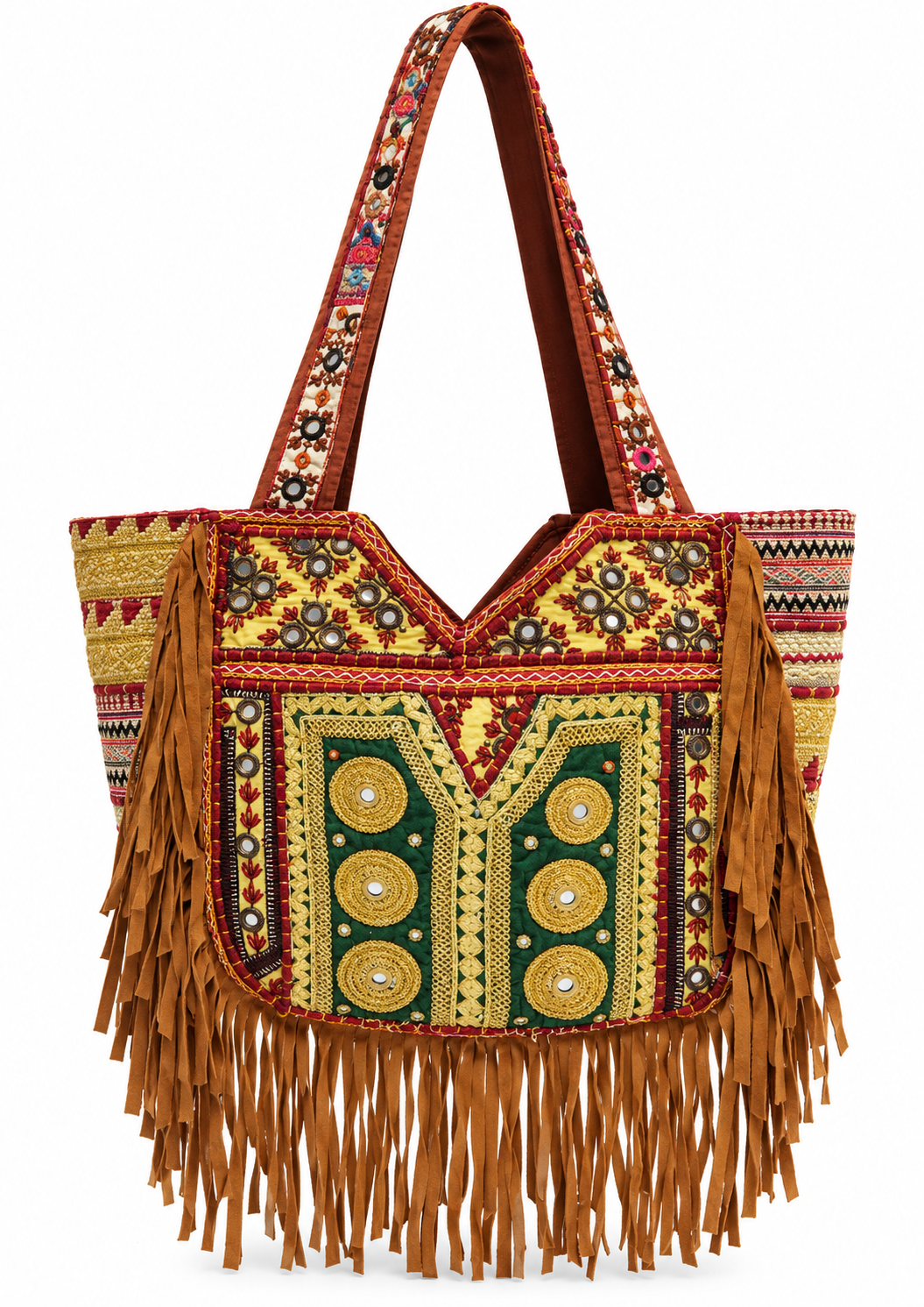 Handmade Embroidered Fringe Tote Bag with Detailed Craft | Annalise