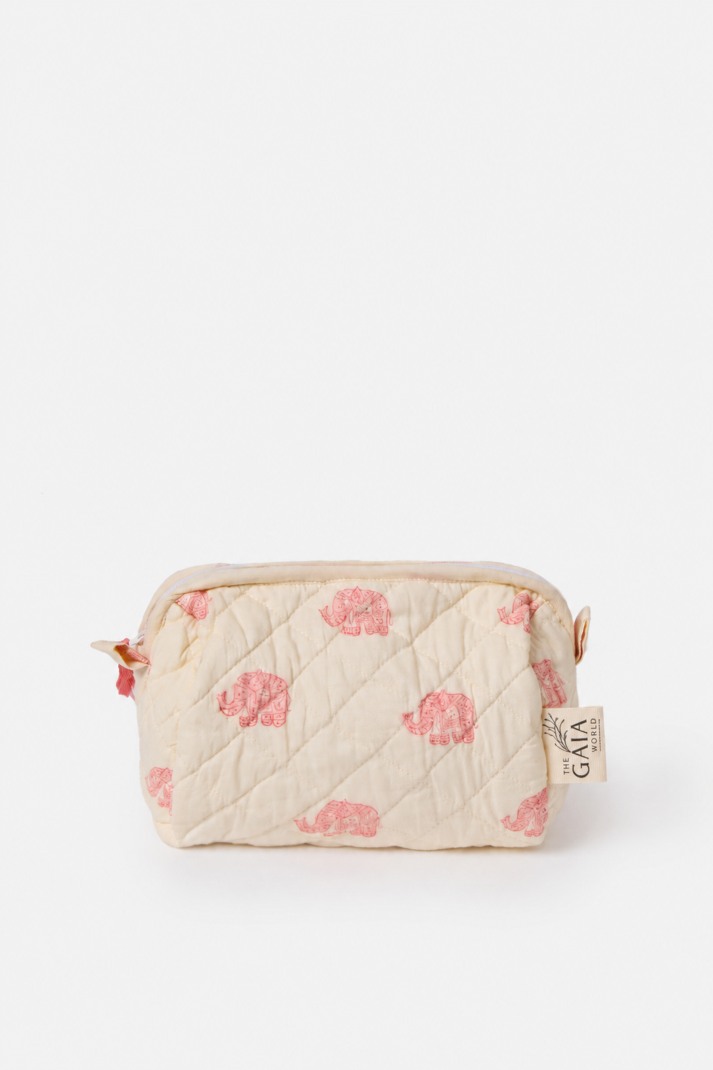 4-Piece Quilted Cotton Backpack, iPad Sleeve & Pouches Set with Pink Elephant Print | Layan