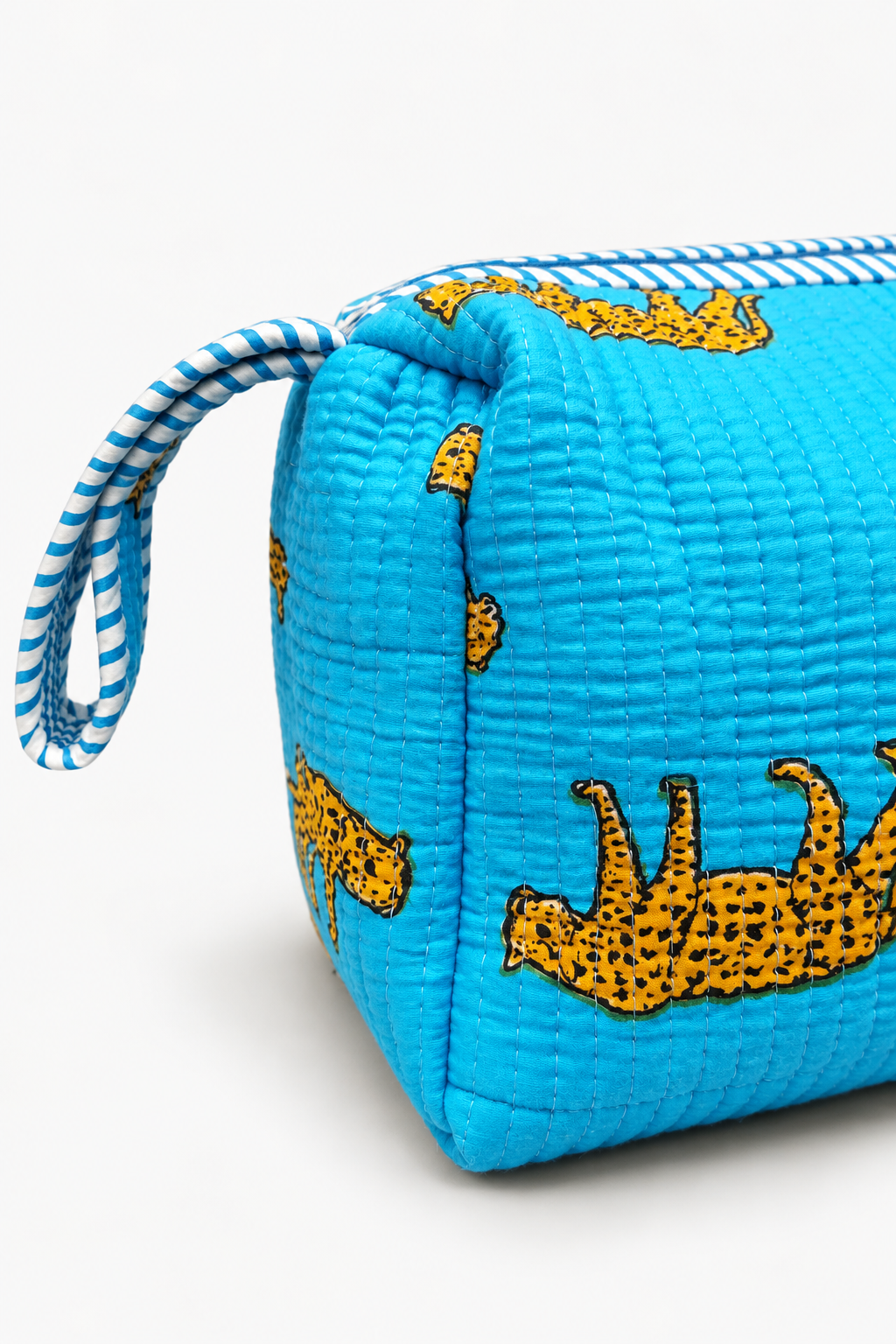 Blue Leopard Print Quilted Cotton & Comfortable Dyson Bag | Zuri