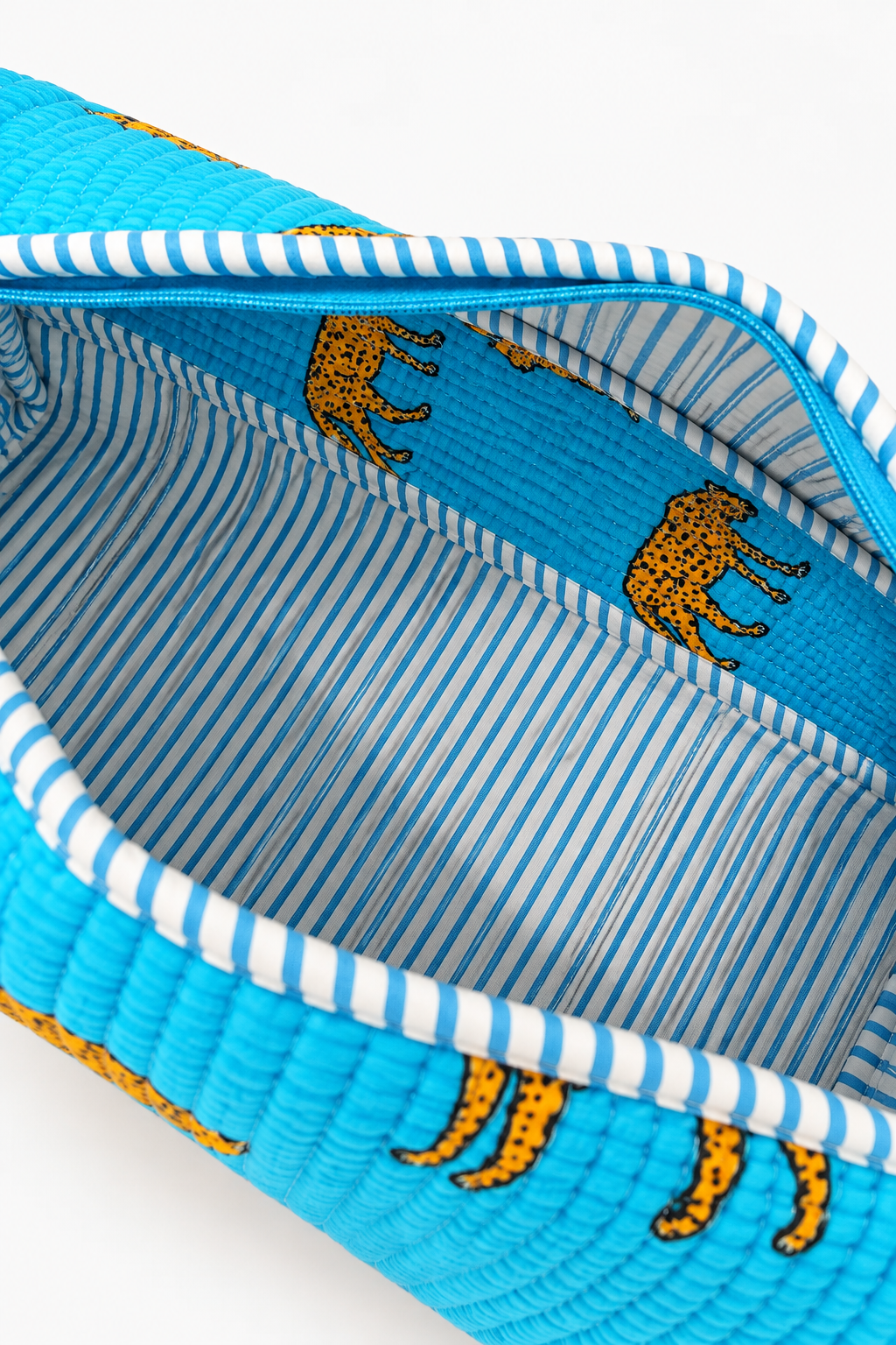 Blue Leopard Print Quilted Cotton & Comfortable Dyson Bag | Zuri