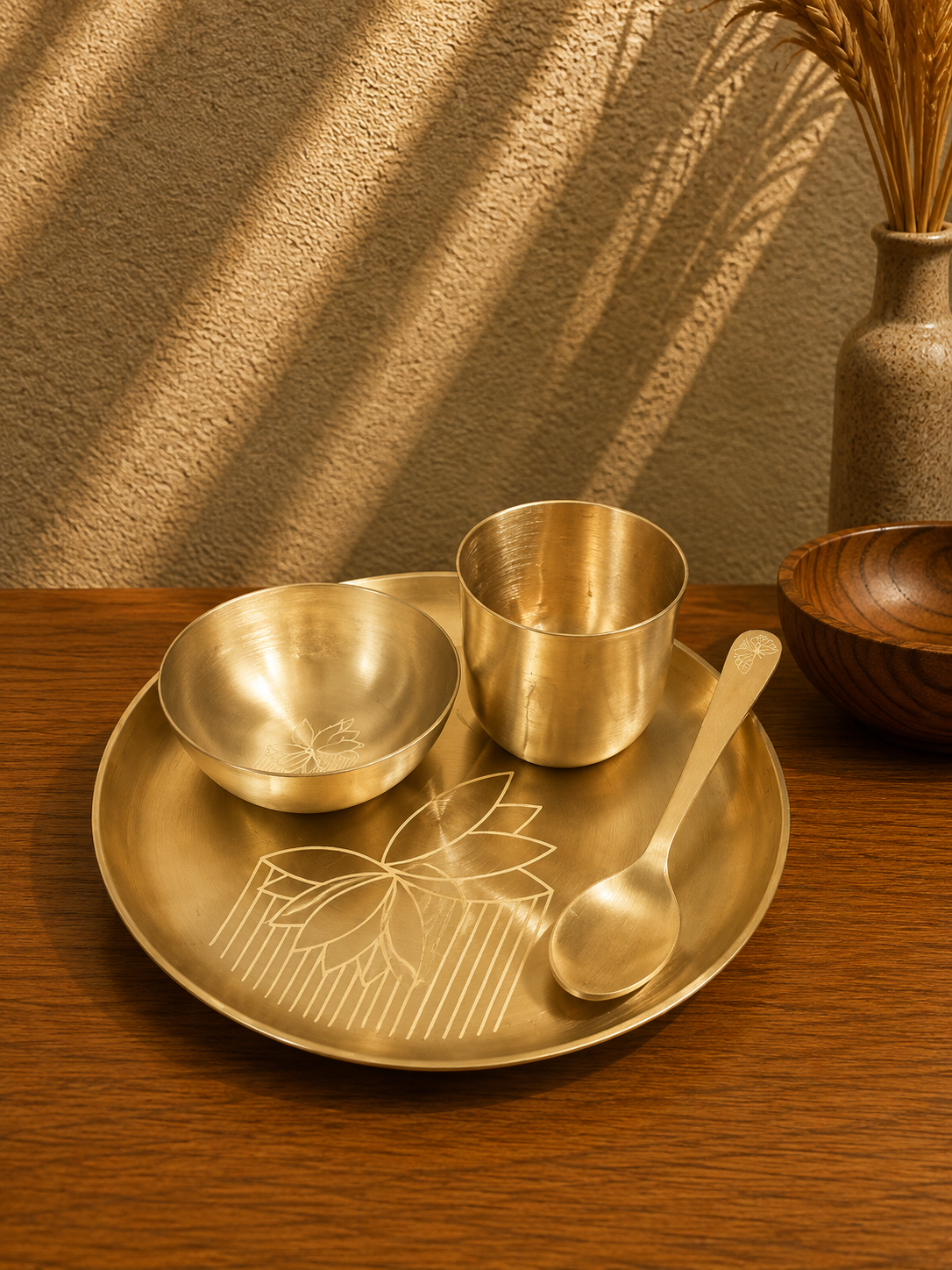 Bronze Mini 4-Piece Lunch Set – Plate, Bowls & Spoon