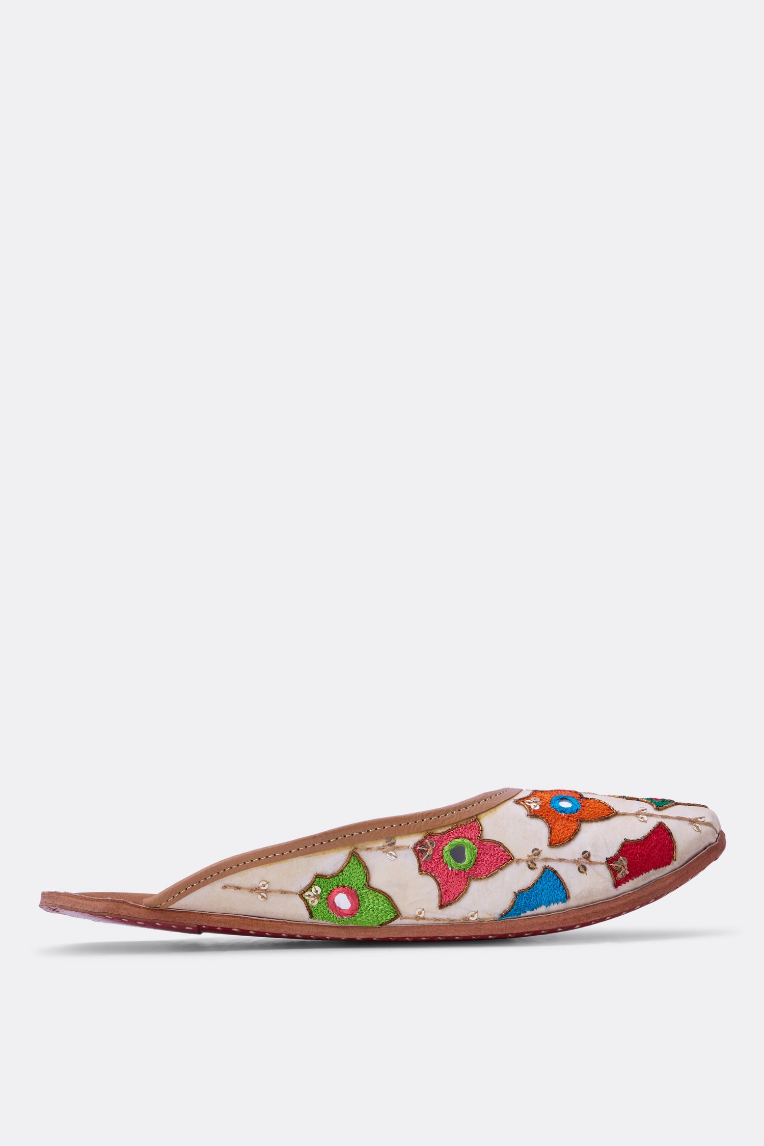 Casual leather mules with mirror work