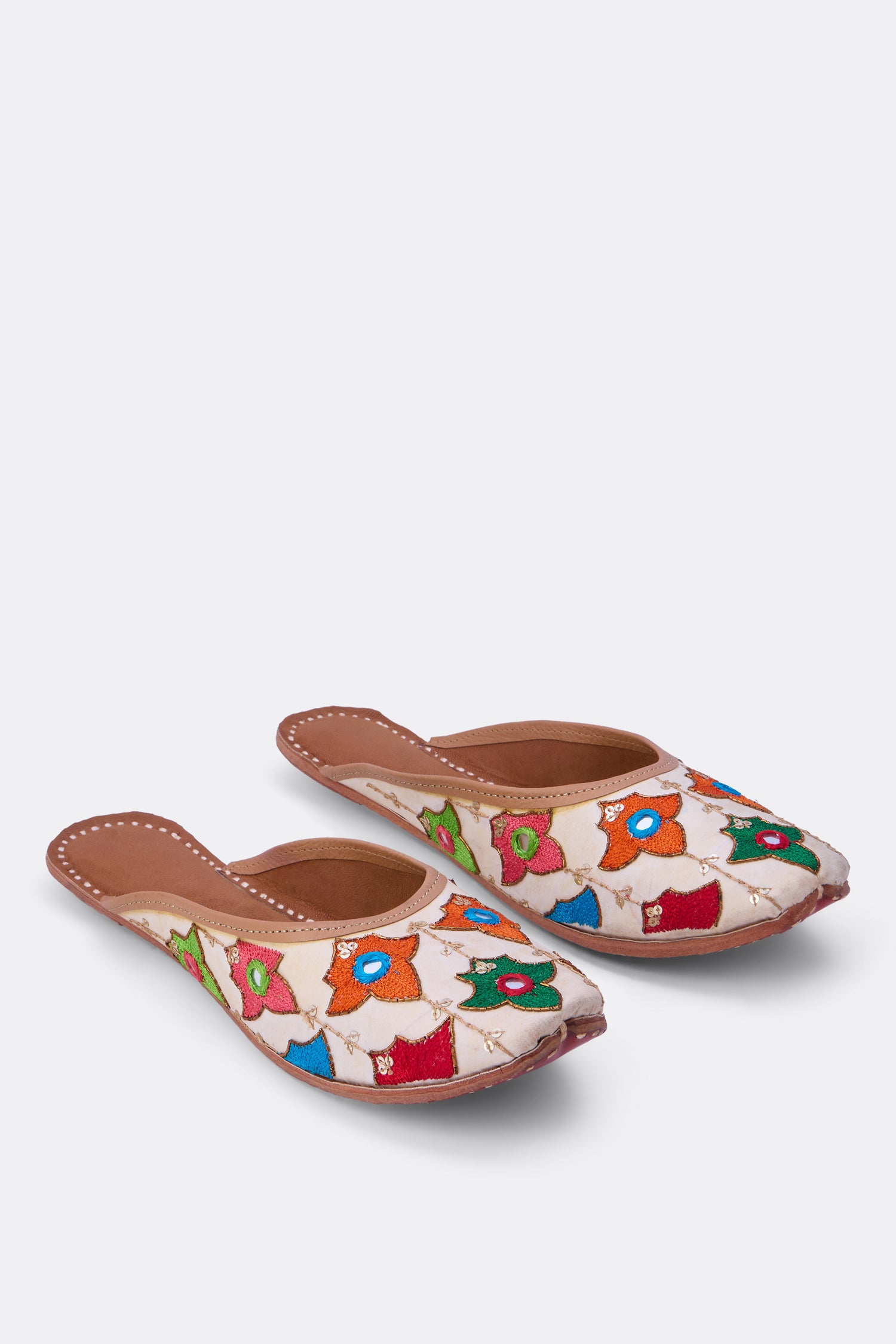 Casual leather mules with mirror work