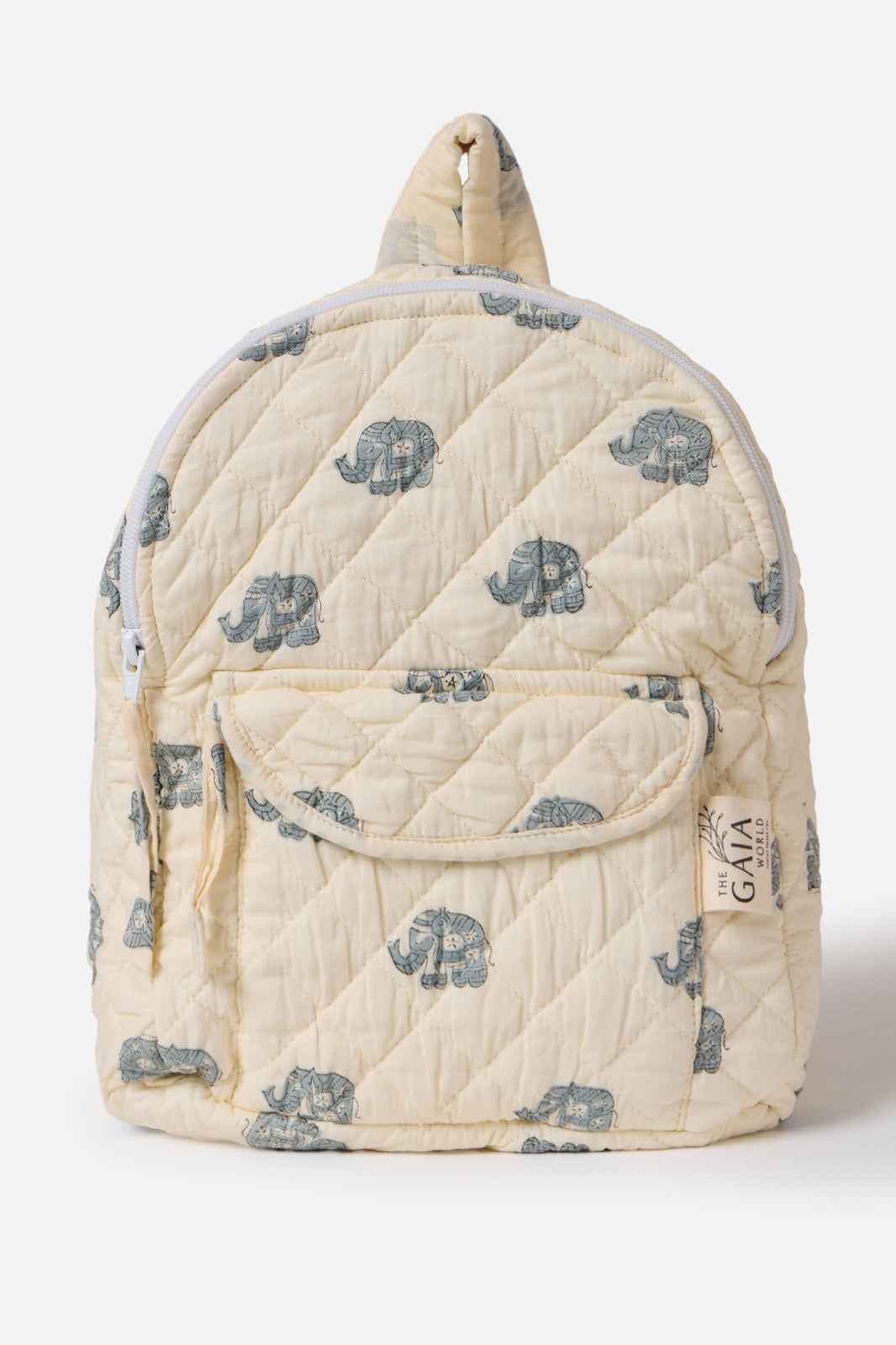 Quilted Cotton Elephant Print Backpack for Everyday & Travel | Nayal