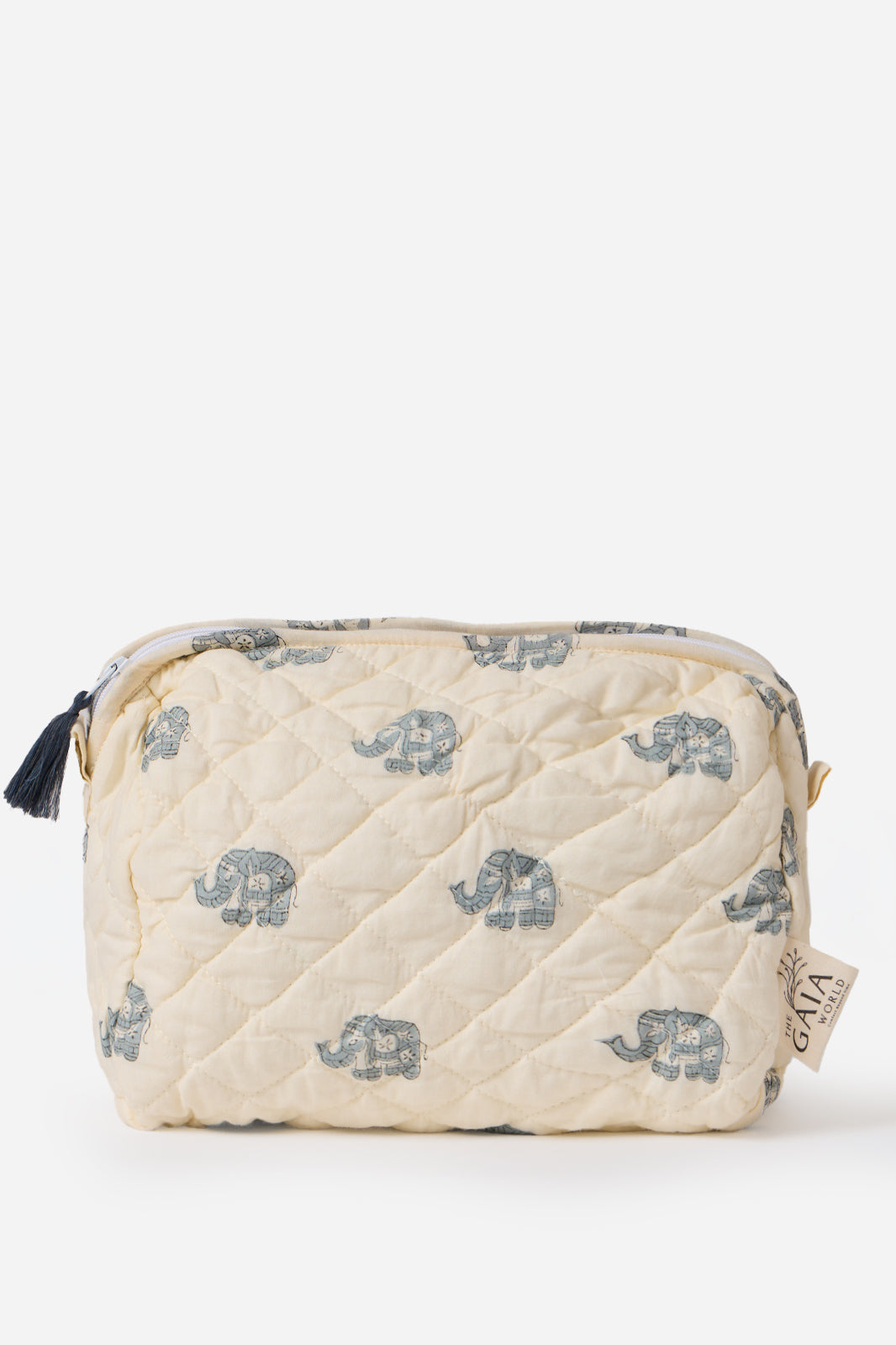 5-Piece Quilted Cotton Travel Duffle Bag, Backpack, iPad Sleeve & Pouches Set with Elephant Print | Hadiya