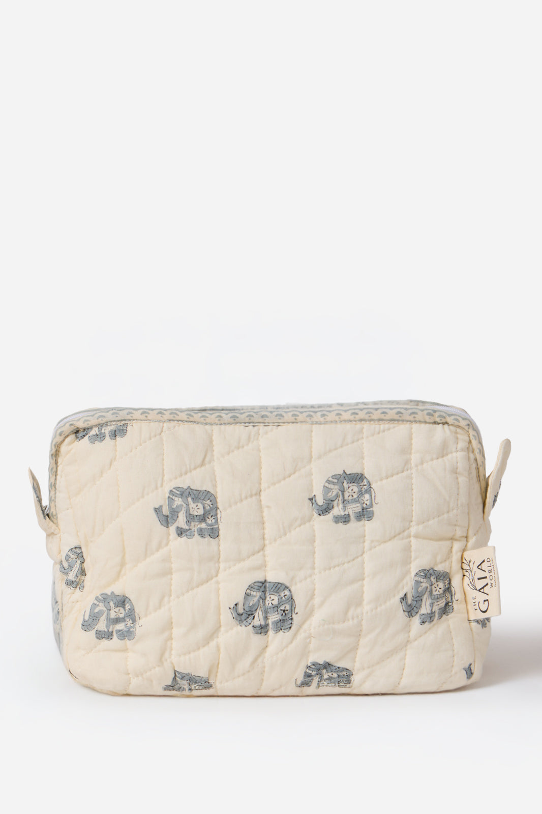 5-Piece Quilted Cotton Travel Duffle Bag, Backpack, iPad Sleeve & Pouches Set with Elephant Print | Hadiya