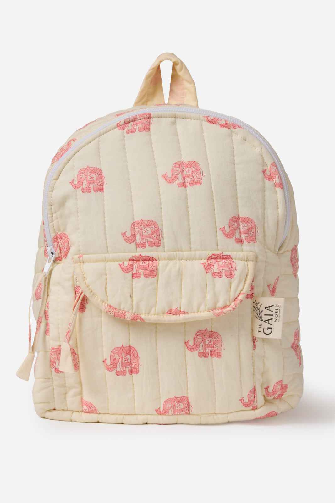 Quilted Cotton Elephant Print Backpack for Everyday & Travel | Layan