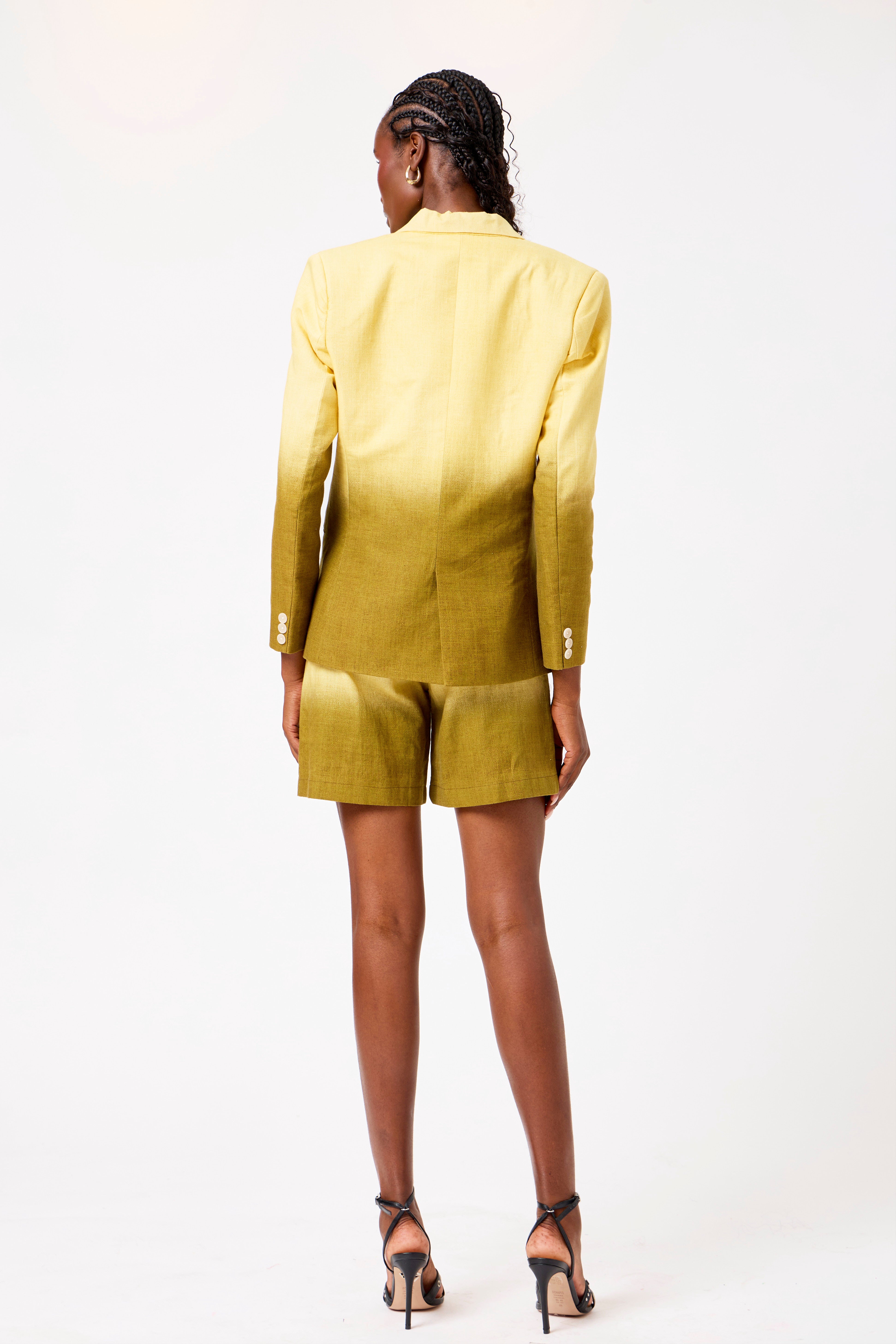 Pure Linen Blazer & Tailored Shorts Co-Ord Set for Women | Salsabeel
