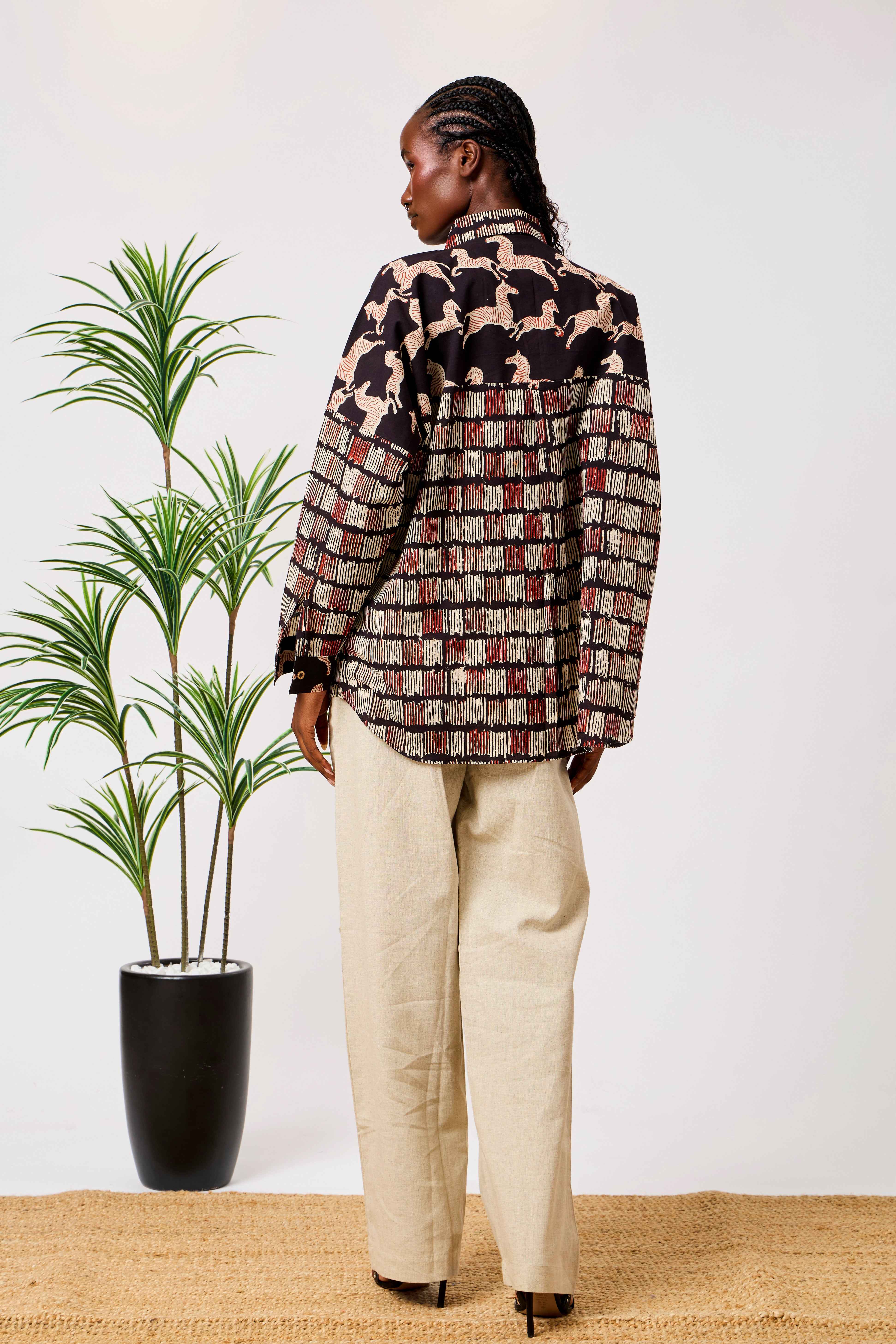 Pure Cotton Abstract Print Oversized Shirt for Women | Riham