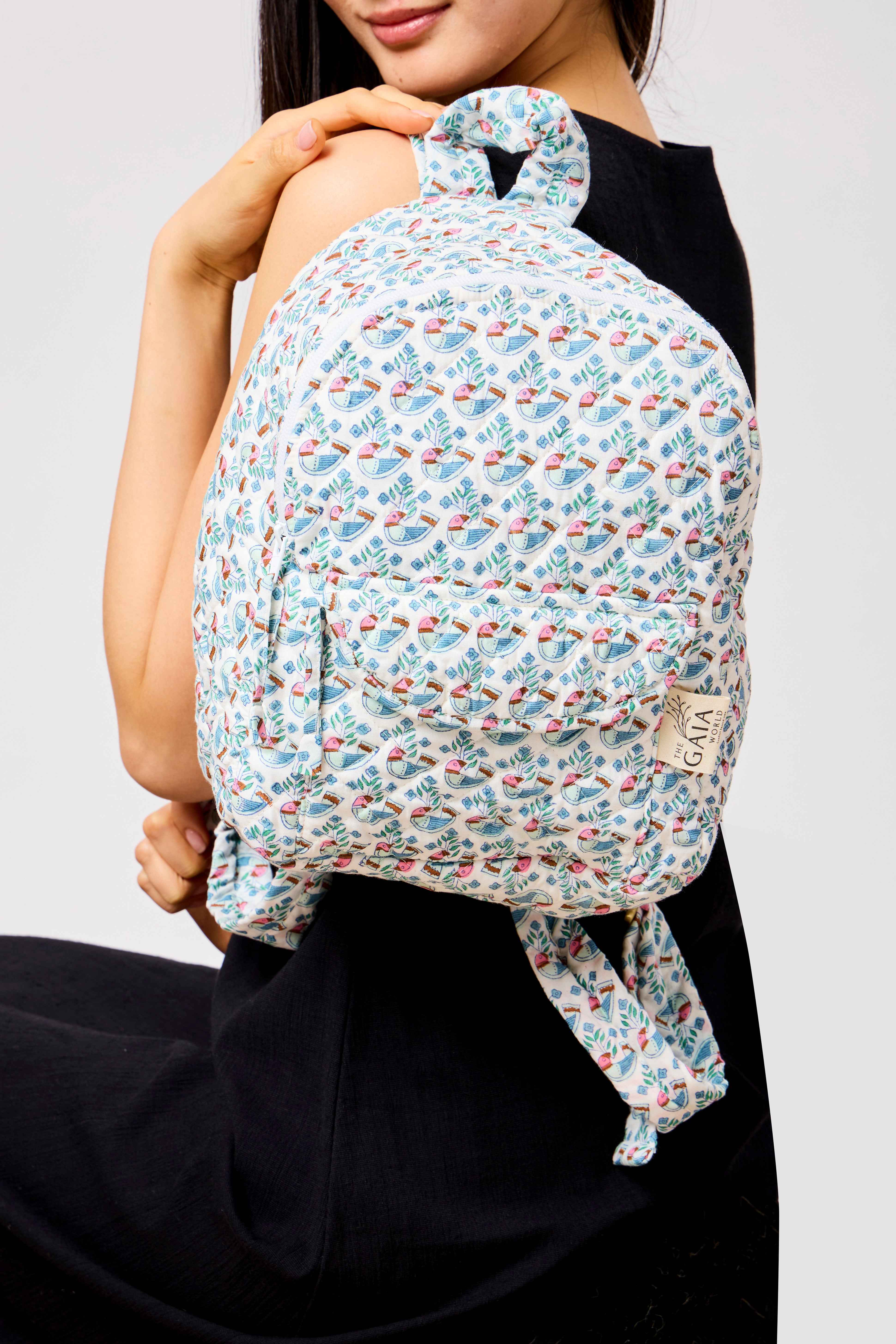 Quilted Cotton Printed Backpack for Everyday & Travel | Safiya