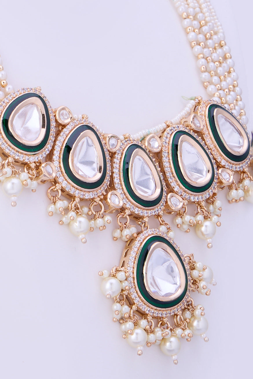 Necklace Set Studded with Pearls & Kundan