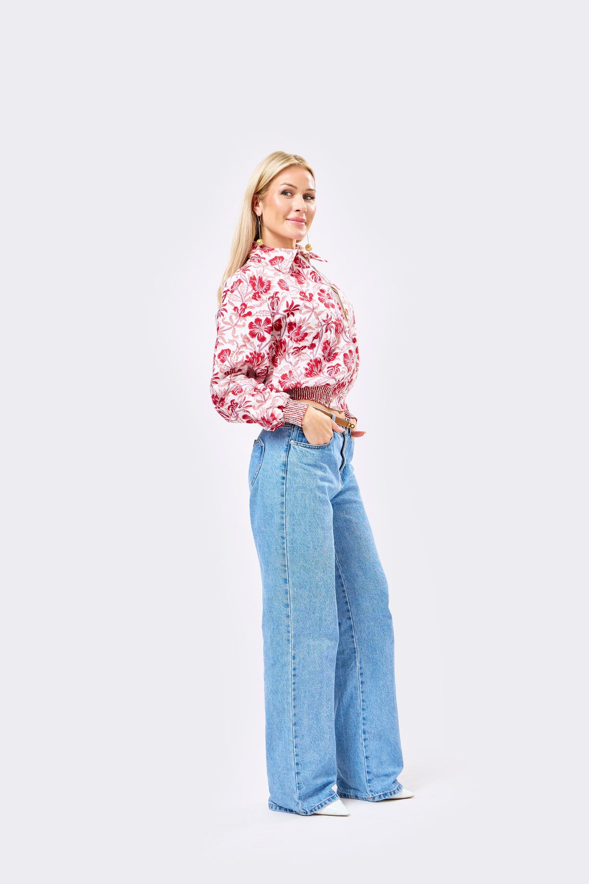Reversible Multicolour Hand Block Printed Cotton Bomber Jacket with Warm Floral Motif | Sange