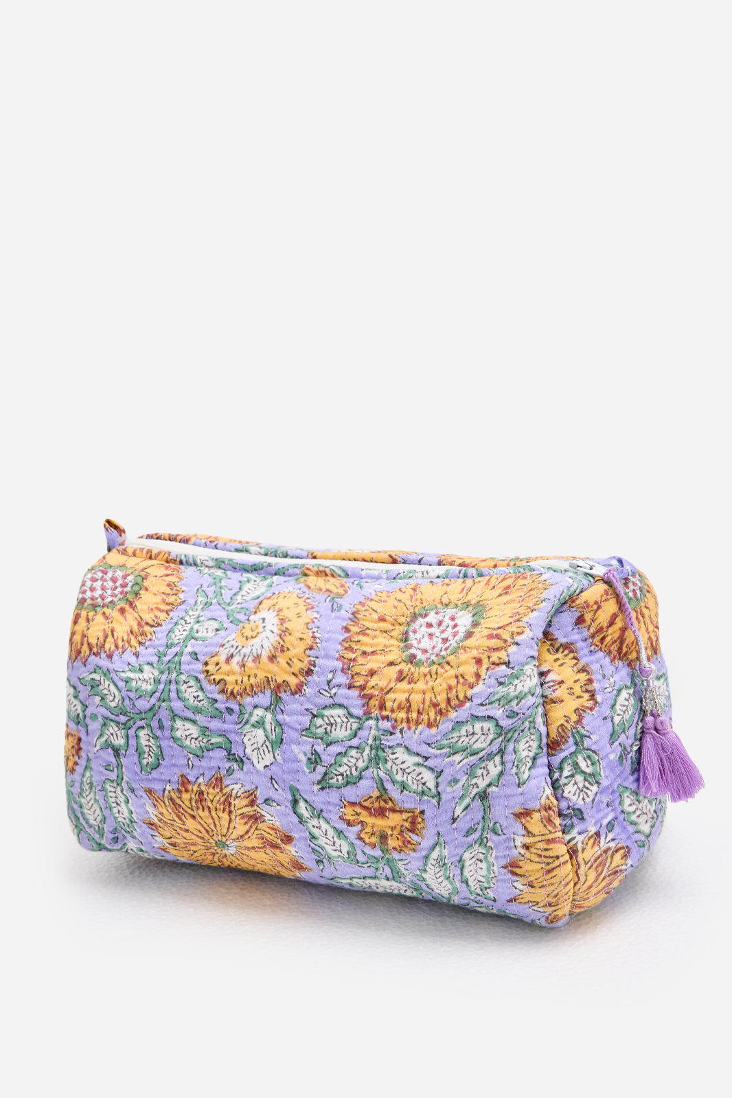 Cotton Floral Quilted Cosmetic Pouch Set & Travel Storage | Heliantra Vale